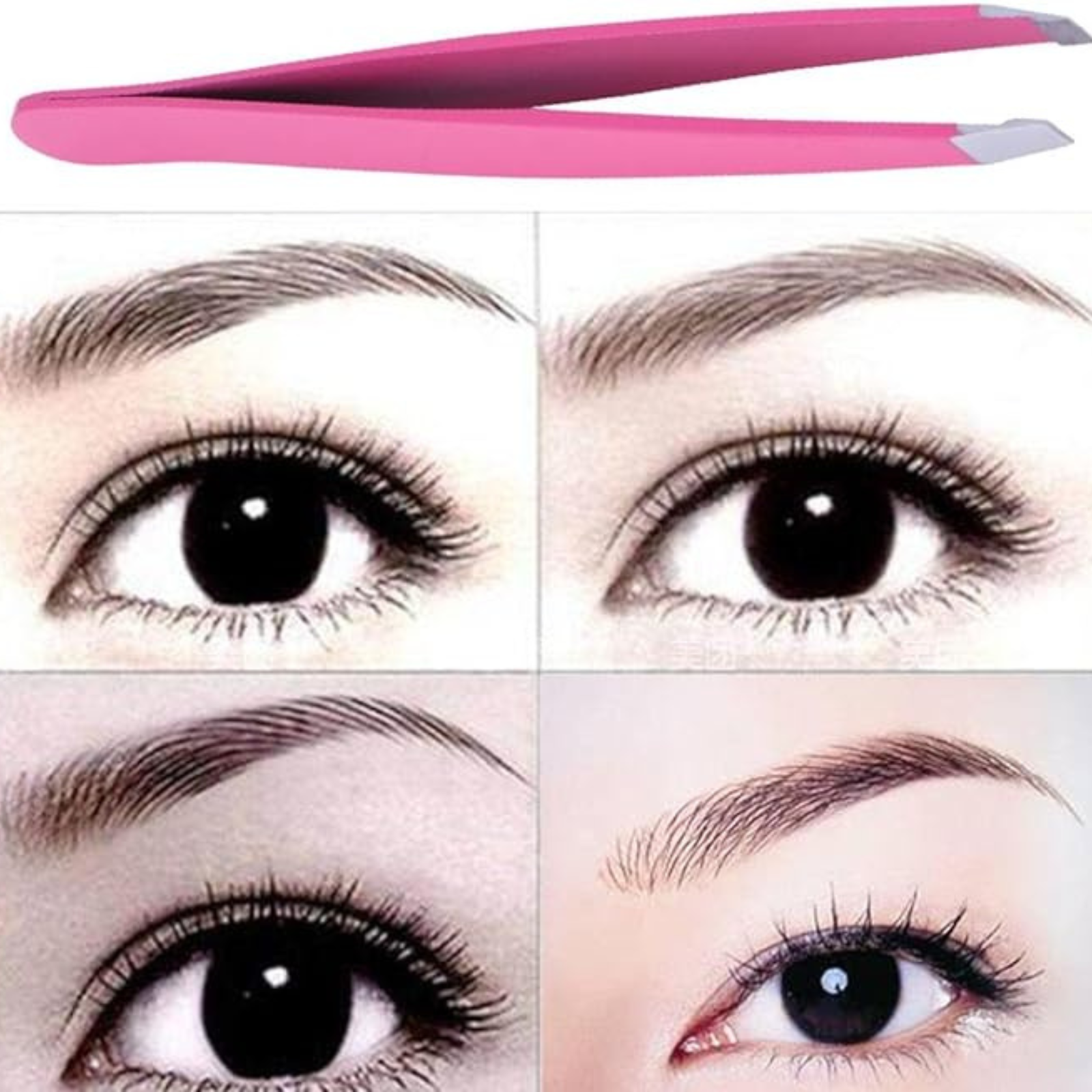 Hair Eyebrow Tweezers Stainless Steel Plucker Puller Beauty Nail Slanted Tip Red