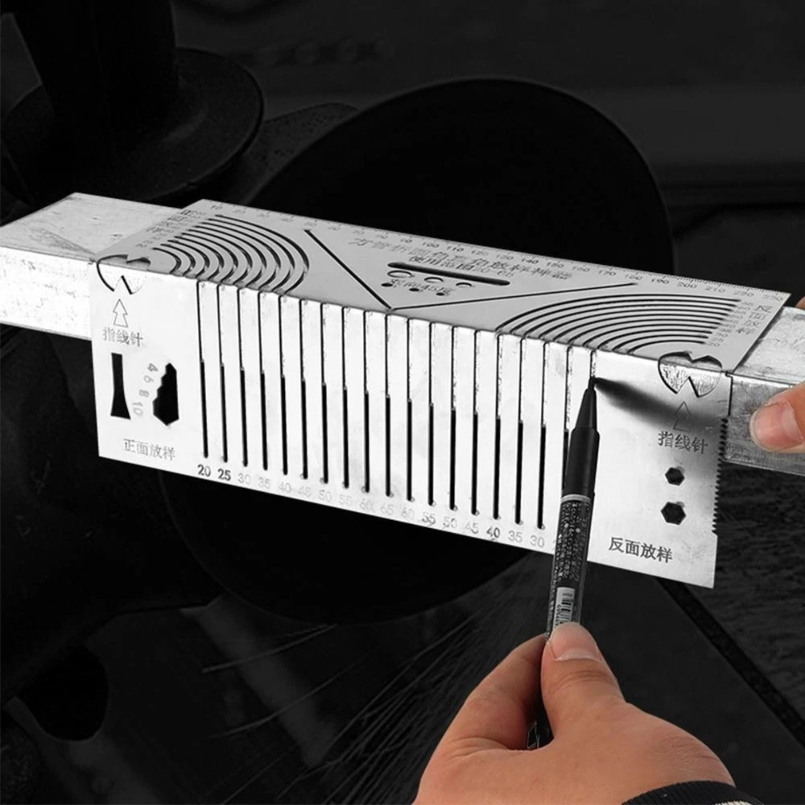 Steel Angle Arc Marking Tool Multi-Purpose Layout S Style Carpenter Ruler 1x