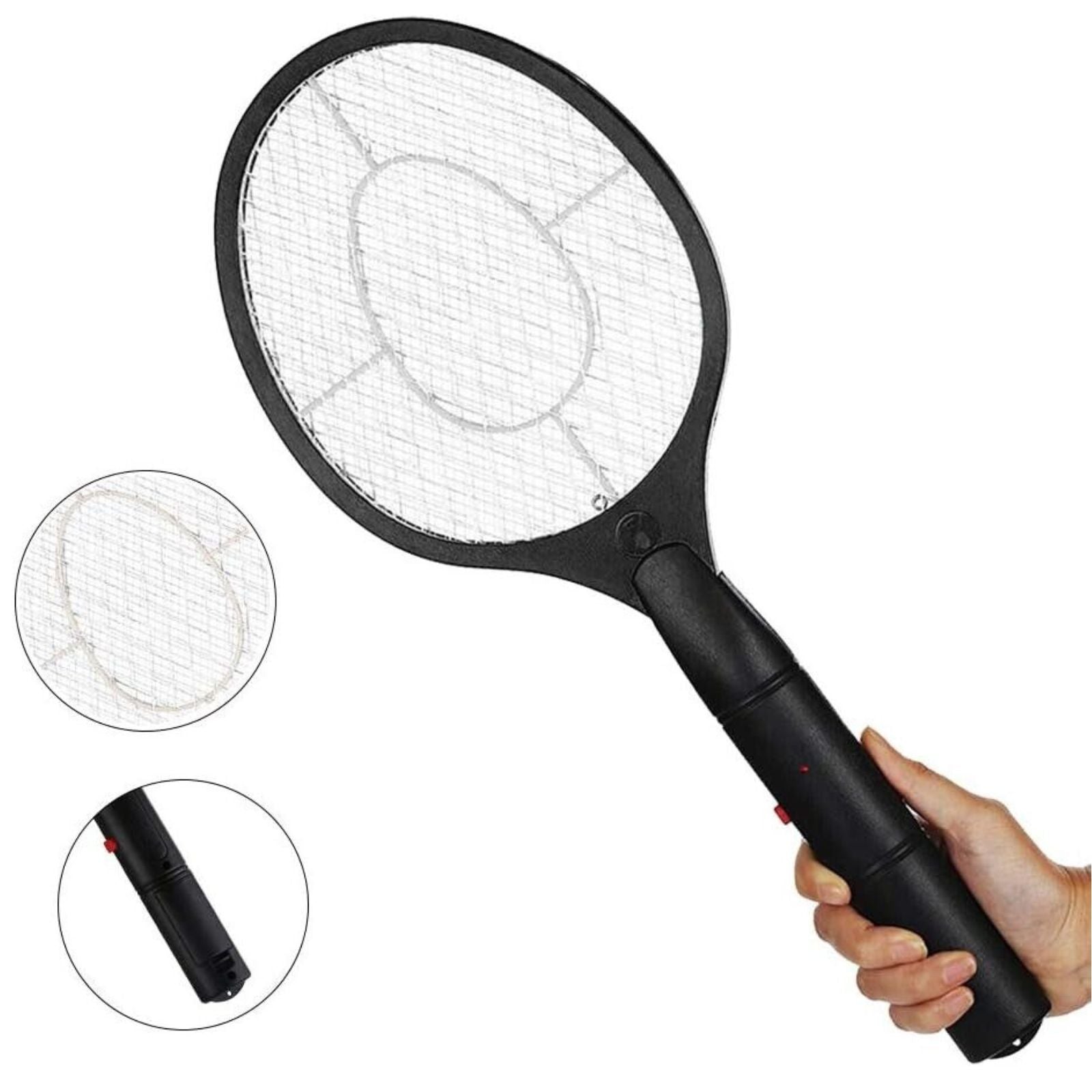 Electric Tennis Racket Mosquito Bug Zapper Insect Killer Battery Black