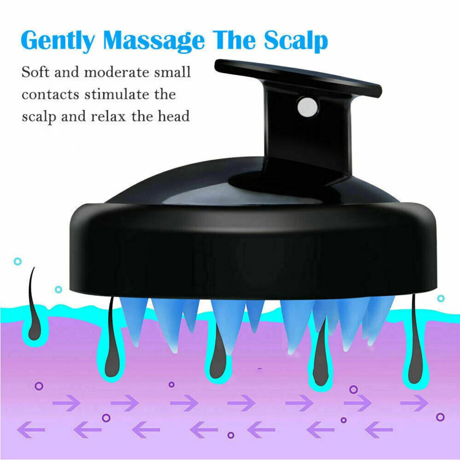 Silicone Scalp Massage Brush for Hair Washing Black Blue Comfort Grip
