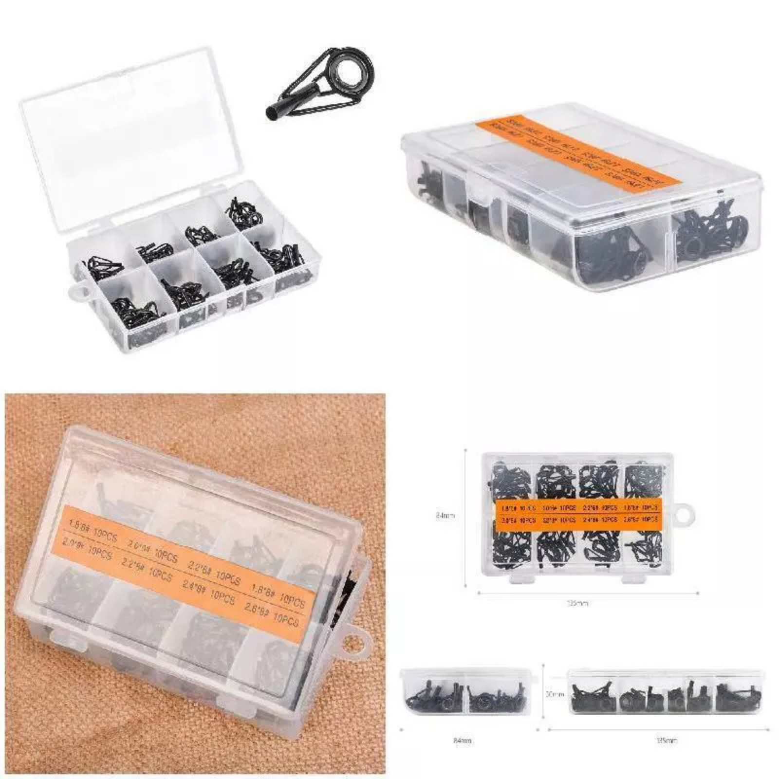 80pcs Stainless Kit Fishing Rod Guide Tackle Tip Repair Box Eyes Rings DIY
