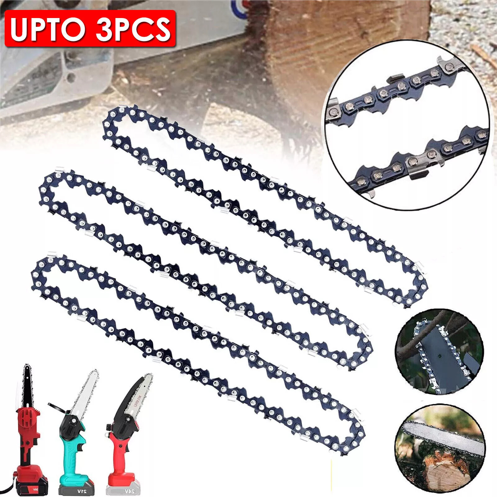 Chains Semi Chisel 14"L 3/8LP.050 Guage 52DL 3PCS Chainsaw Chain Blade Saw