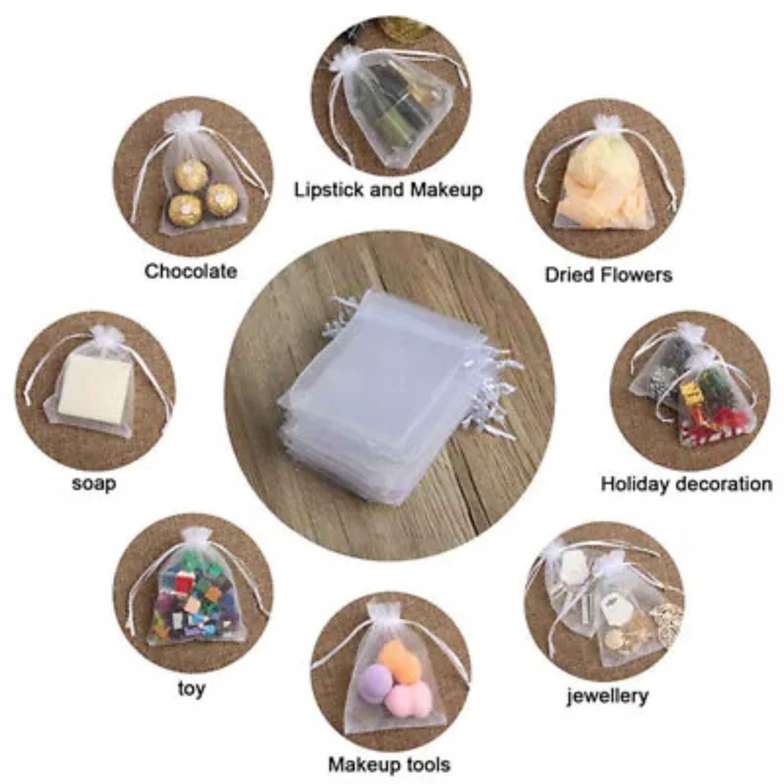 Gift Wedding Pouch Organza Bags Sheer Bags Candy Packaging 100pcs