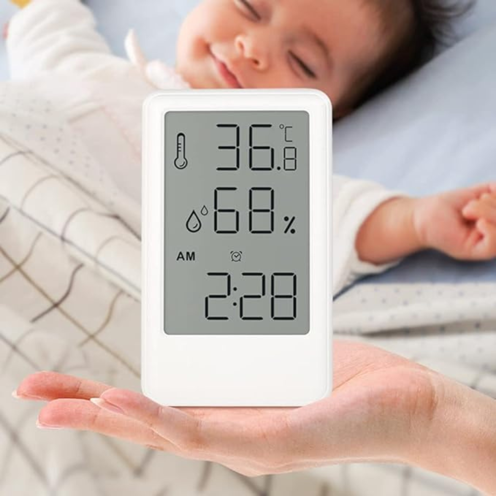 White Hygrometer Temperature Digital Thermometer Room Indoor LCD Humidity Meter