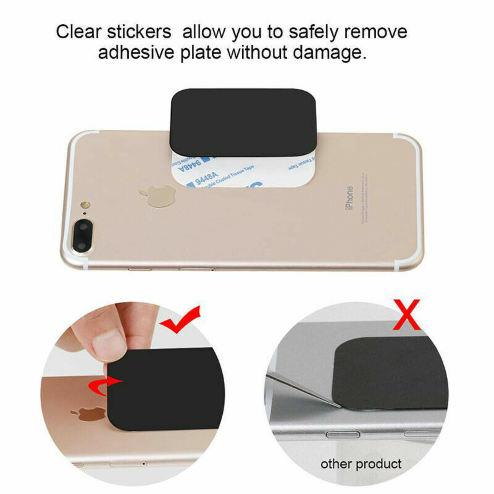 3M Sticker 4x Magnetic Metal Plate Holder Accessories Stand Car Phone