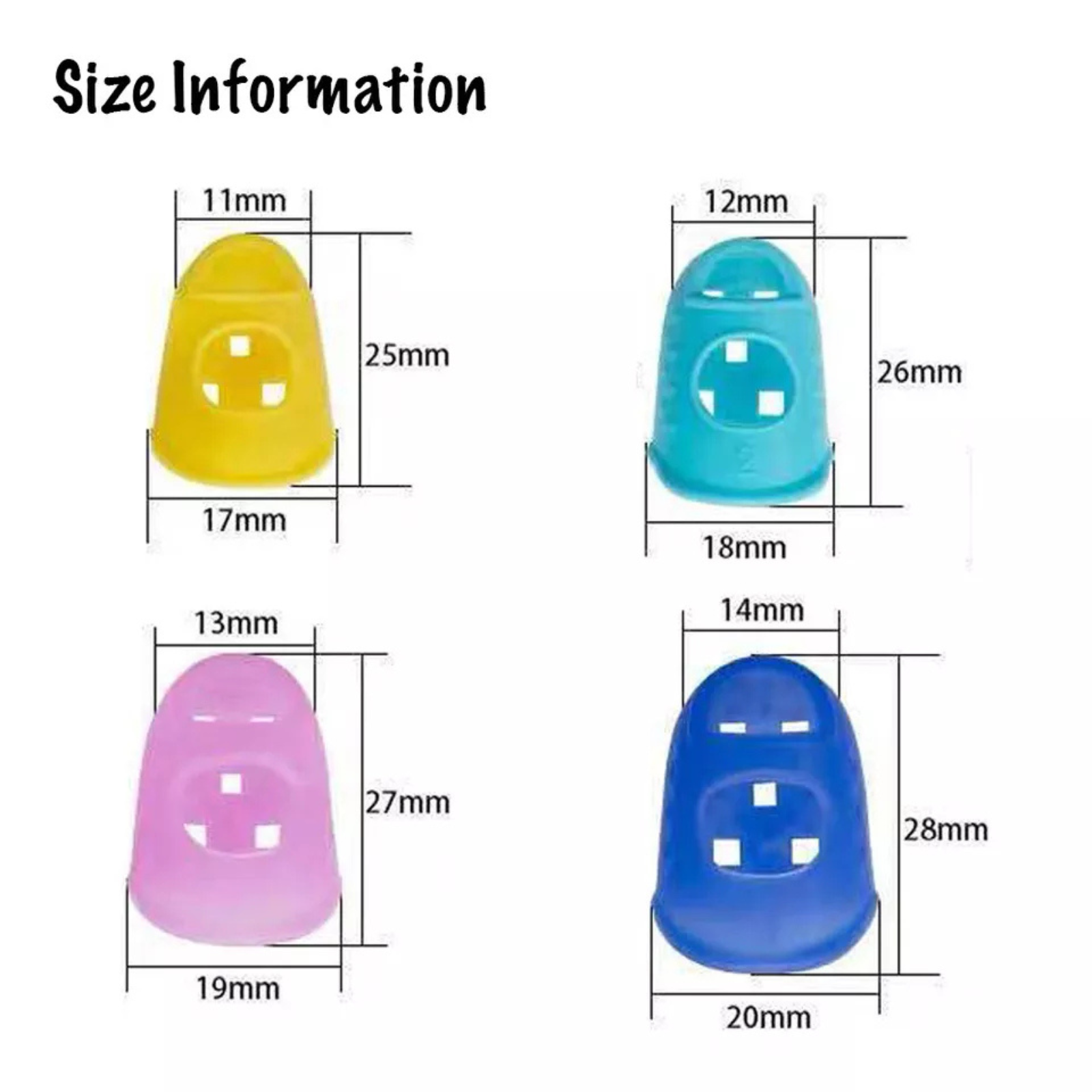 Finger Guards Guitar Piano Ukulele Fingertip 4 Sizes Silicone Colourful