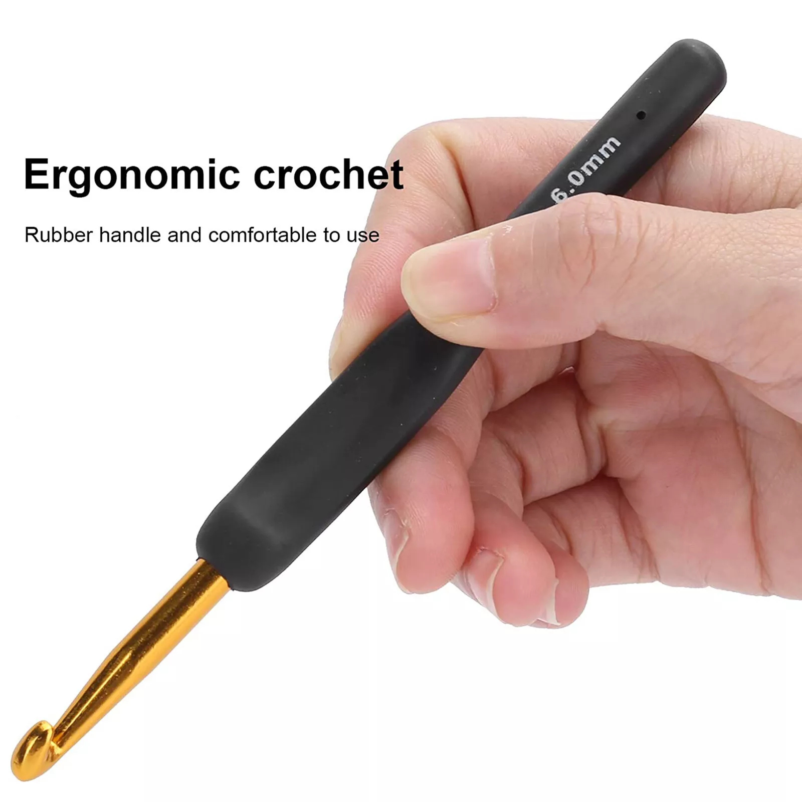 9x Aluminium Soft Grip Crochet Hooks with Ergonomic Sewing Handles