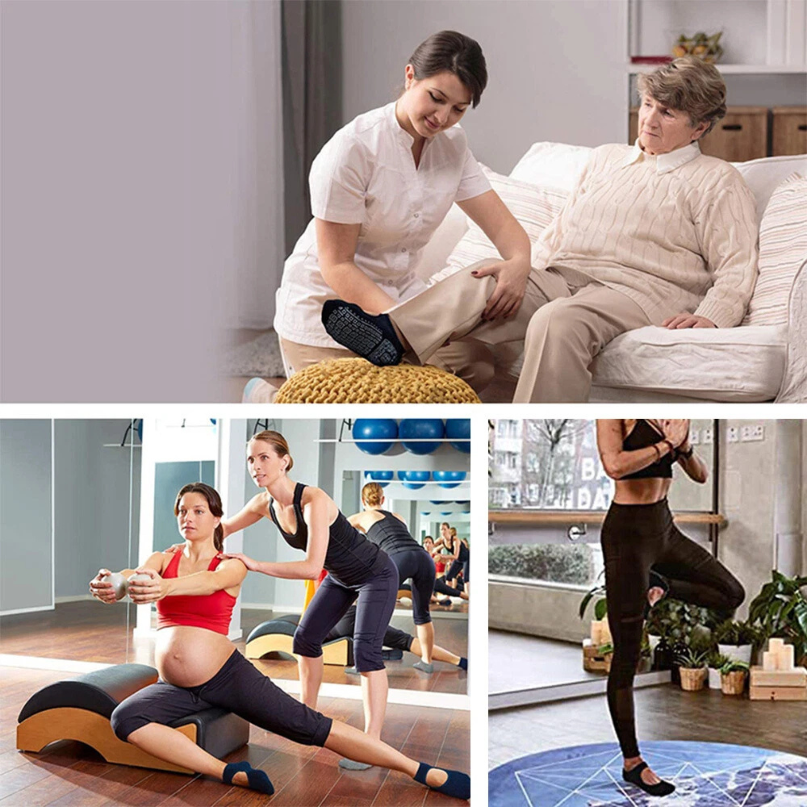 Massage Ballet Socks with Grip Yoga Socks Non-Slip Pilates Exercise Cotton