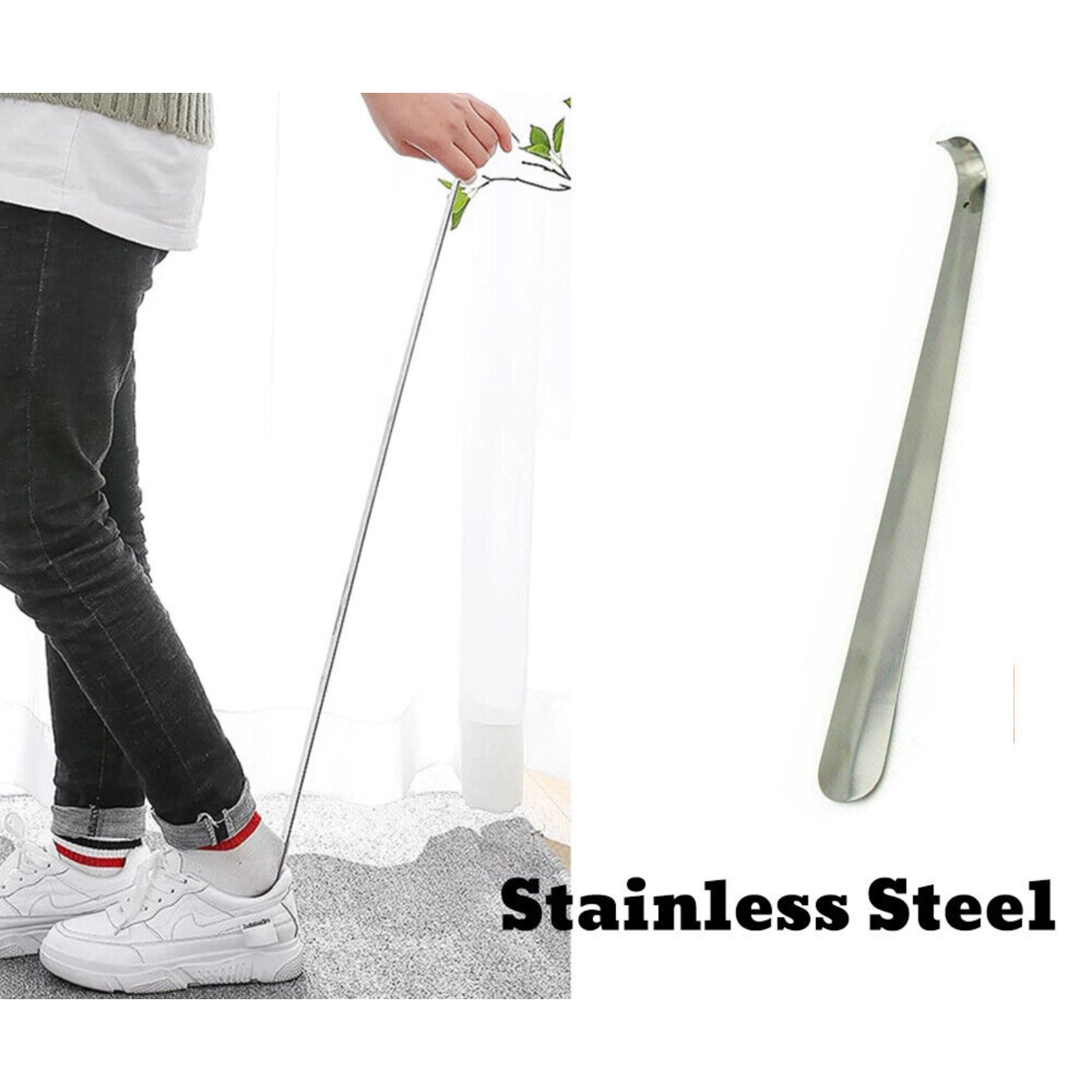 Shoe Horn Stainless Steel 58cm Long Handle New Lifter Tool