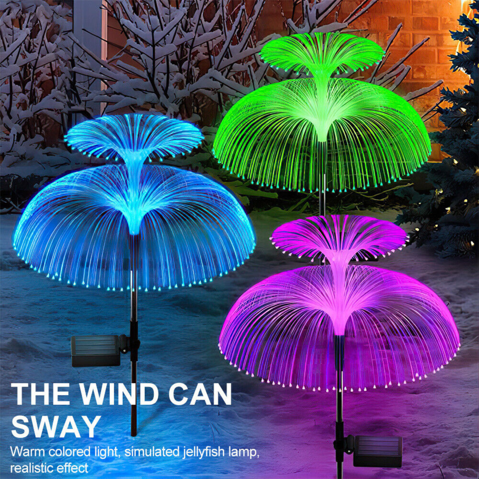 Jellyfish Outdoor Stake Lamp 2pcs Fireworks Fairy String LED Lights Garden Solar