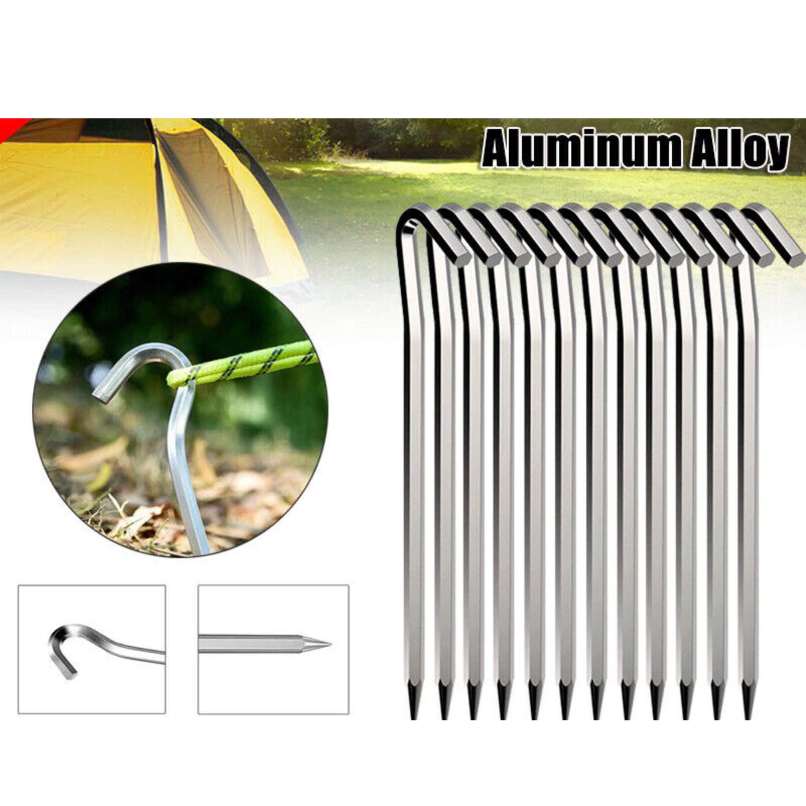 Camping Stakes 12x Tent Pegs Steel Ground Outdoor Nail 6mm Heavy Duty
