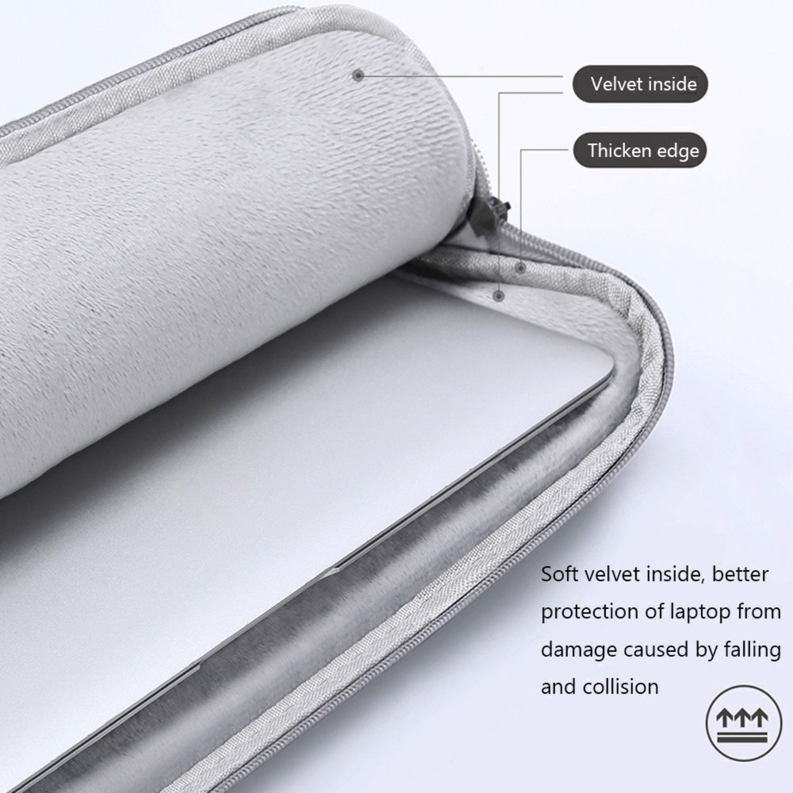 Light Grey Laptop Bag Shockproof Sleeve Case Notebook Pouch For HP Dell Lenovo