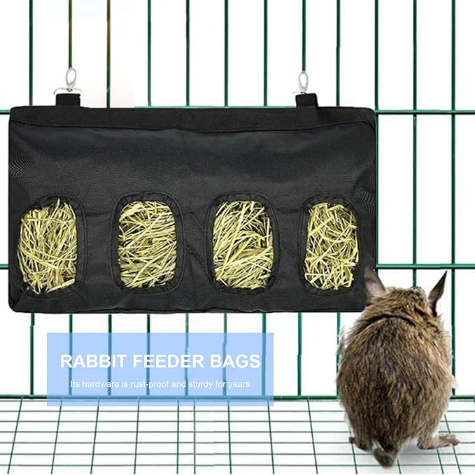 Pet Hanging Pouch Feeder Holder Rabbit Hay Bag Guinea Pig Eating Feeding Large