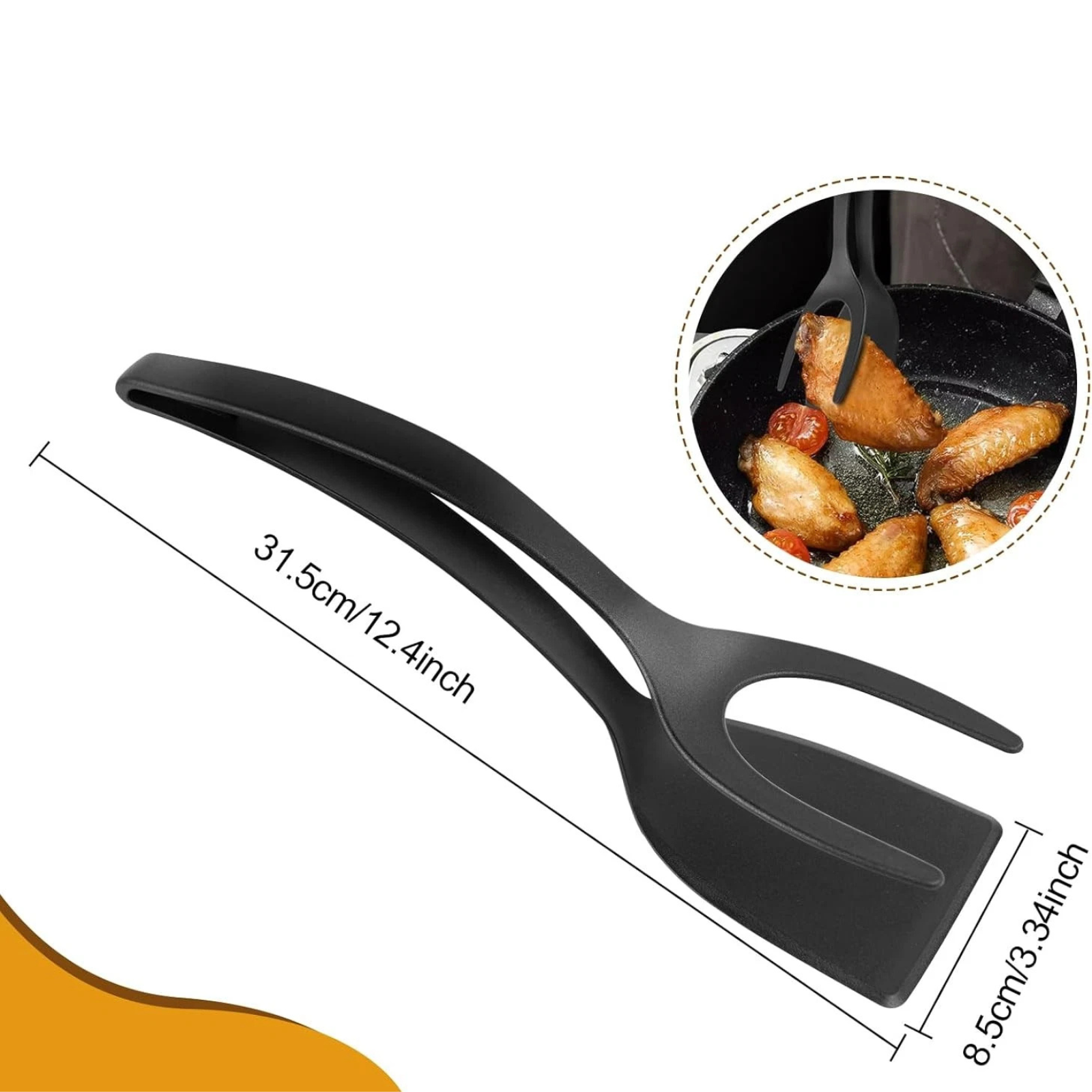2 in 1 Grip Flip Egg Flipper Spatula Tongs Kitchen Cooking Tool 2x Set