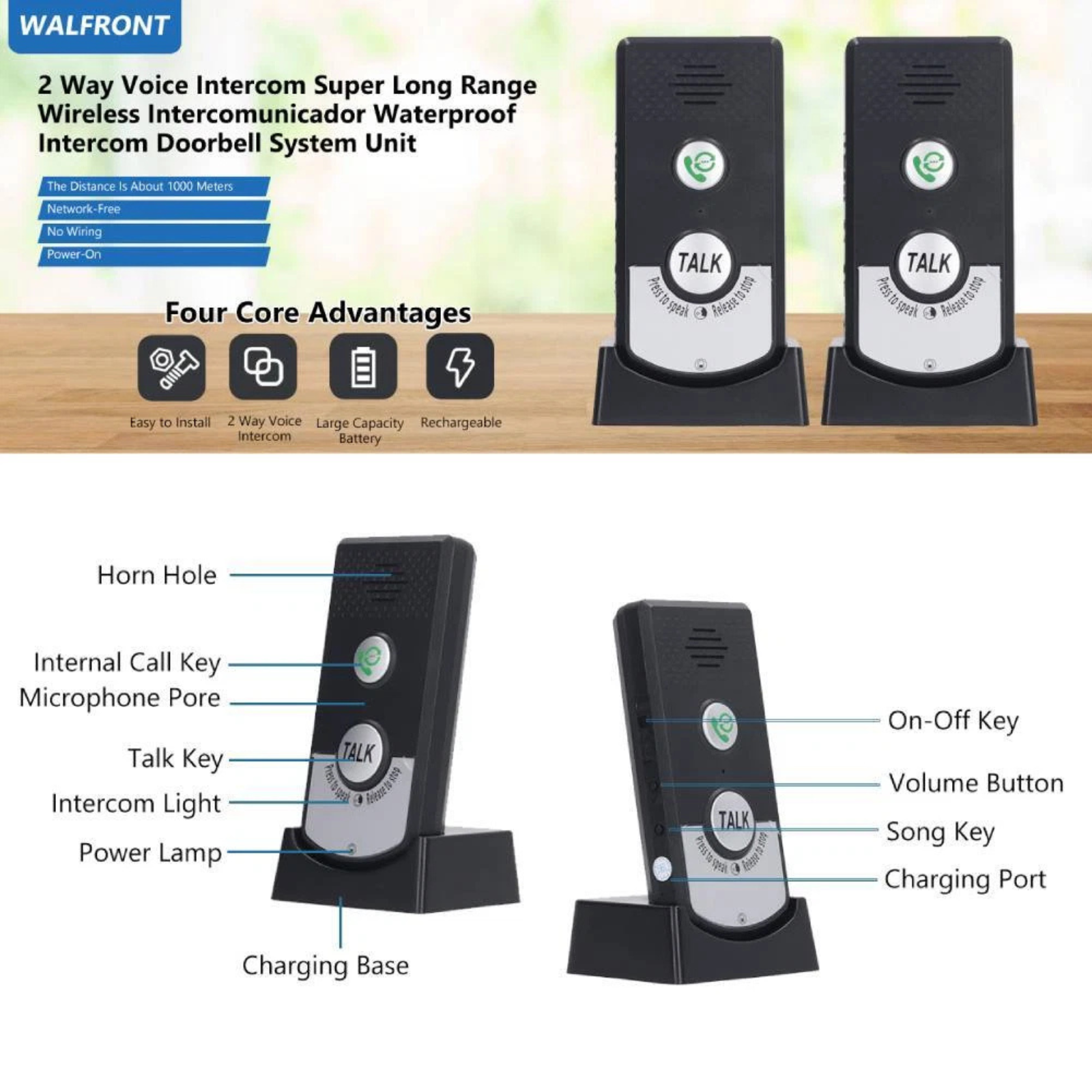 Office Two System ABS Way Wireless Device Home Voice Intercom