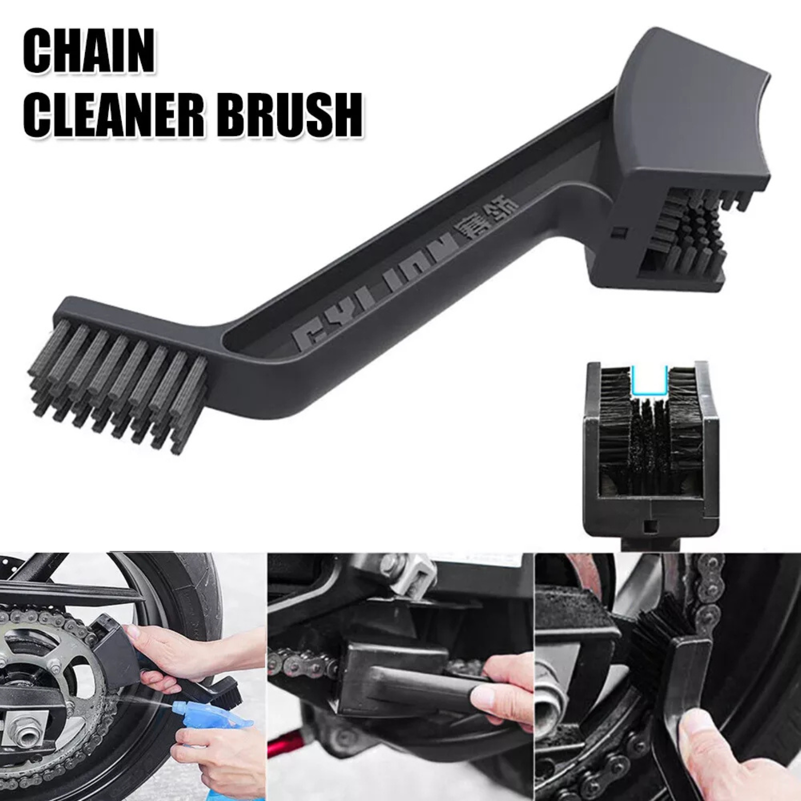 Motorcycle Cycle Brake Dirt Remover Tool Bike Cleaning Brush Chain Cleaner 1x