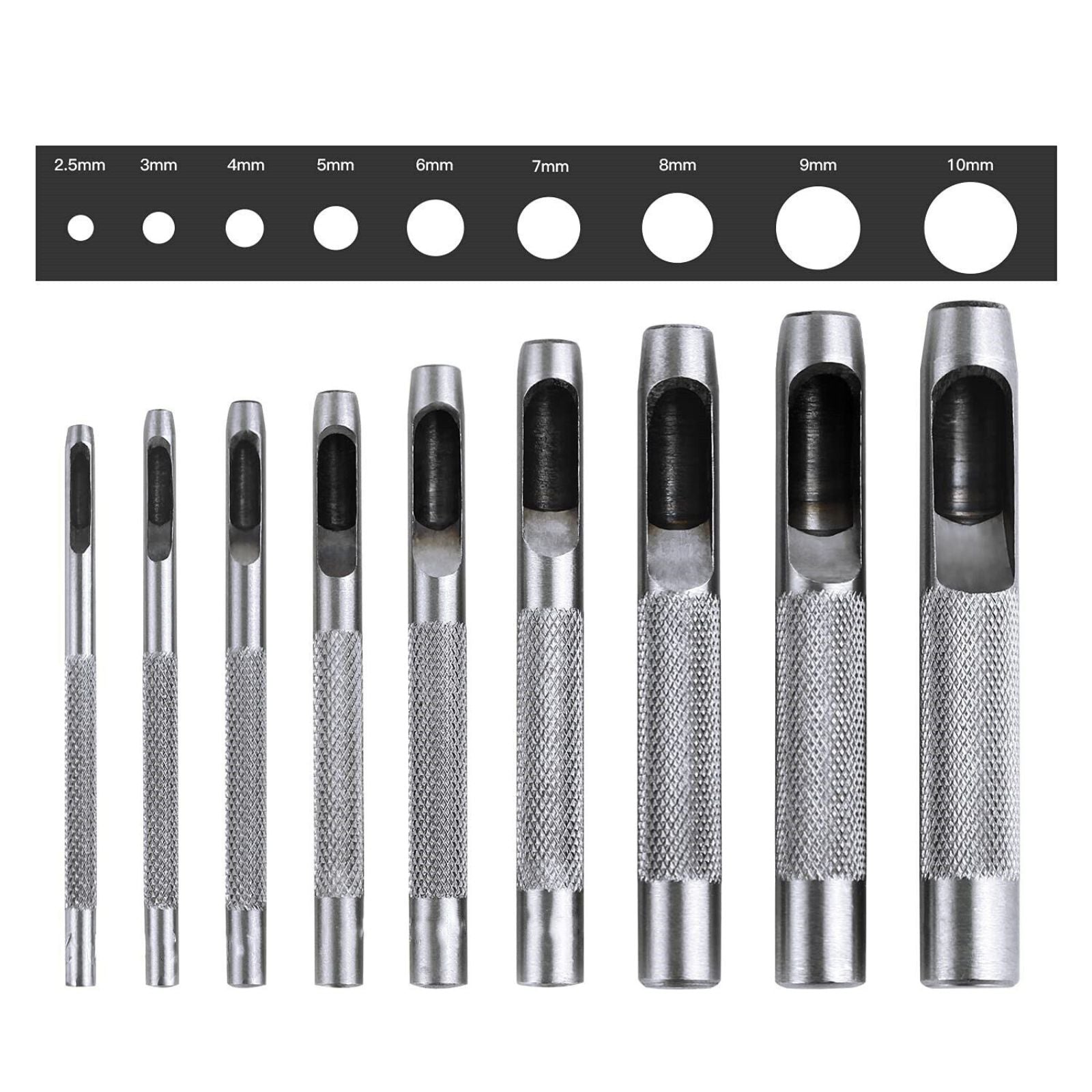 9pcs Leather Hole Punching Tool Set Hollow Punch Gasket Cutter