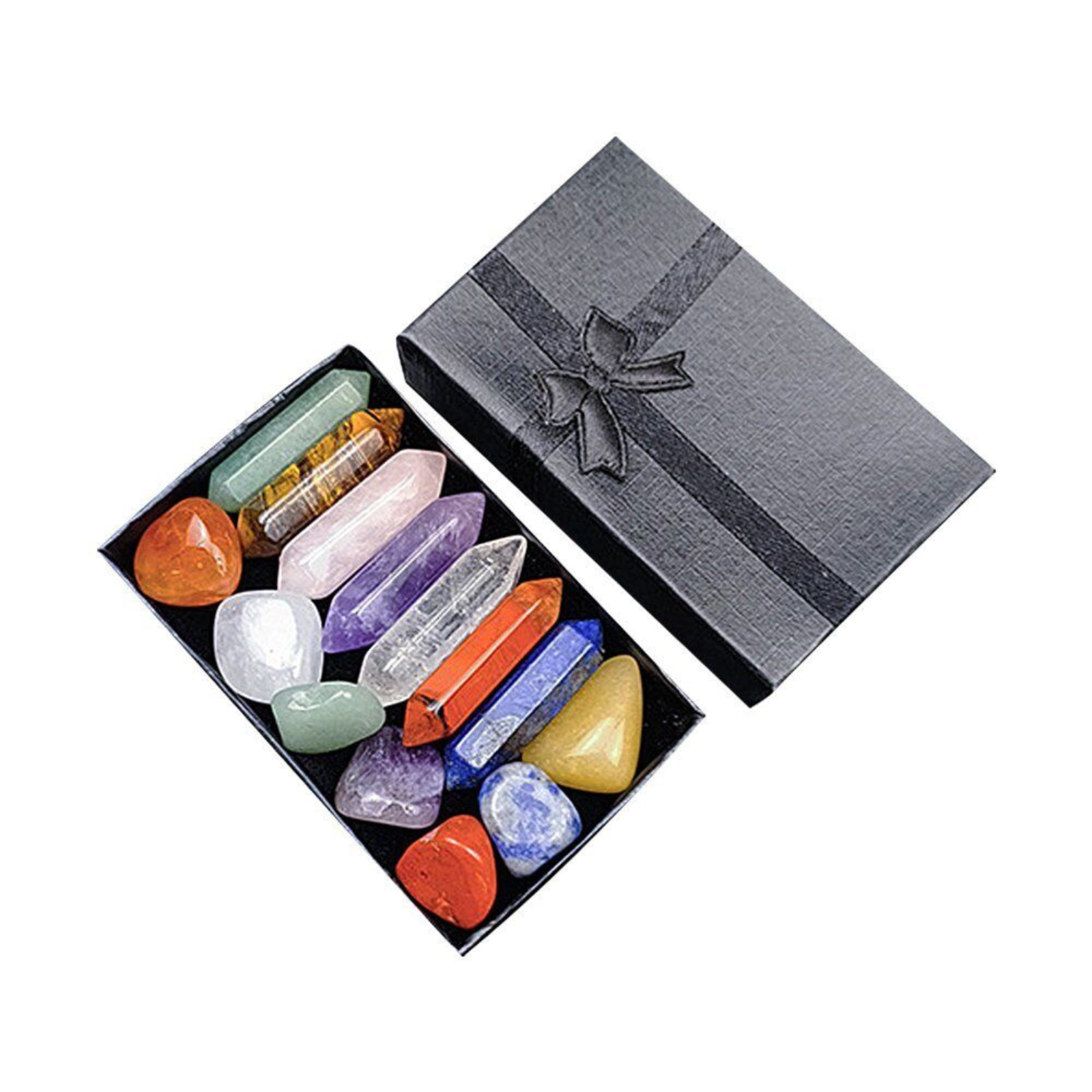 Natural Crystal Quartz 14Pc/set Reiki Healing Crystals Kit with Gift Box