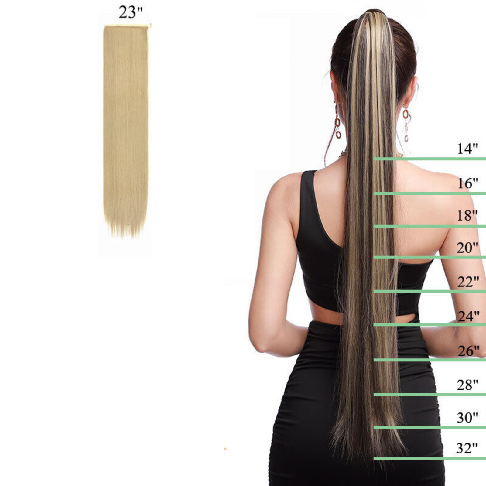 Human Natural Hair Extensions Pony Tail Hair Wrap Ash blonde