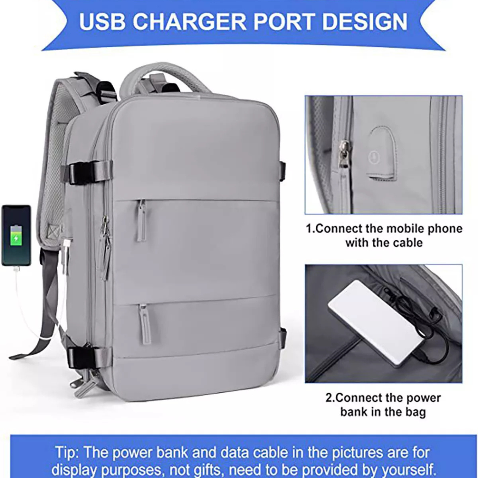 Waterproof Travel Backpack Outdoor Hiking Camping Bag Pack Grey