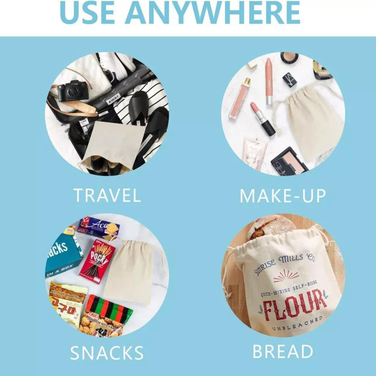 10x Tote Gift Bag Calico Bags Linen 8x10cm Drawstring Storage Bags