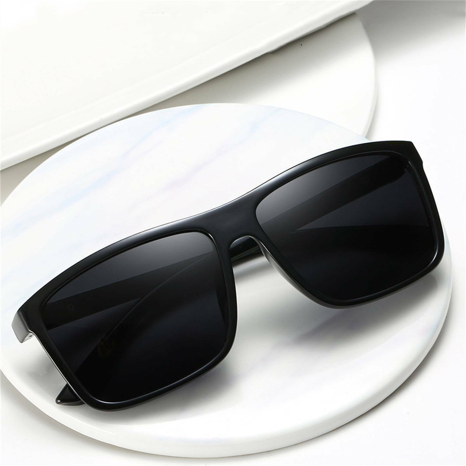 Polarized Sunglasses New Black Square Frame Driving Mens Designer Retro Eyewear