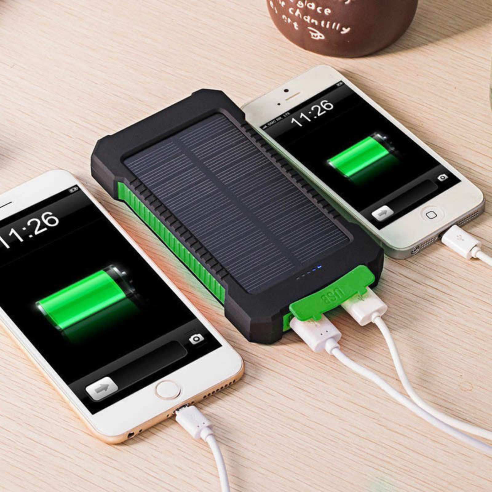 2 Dual USB External Battery Charger 50000mAh Solar Power Bank LED Samsung