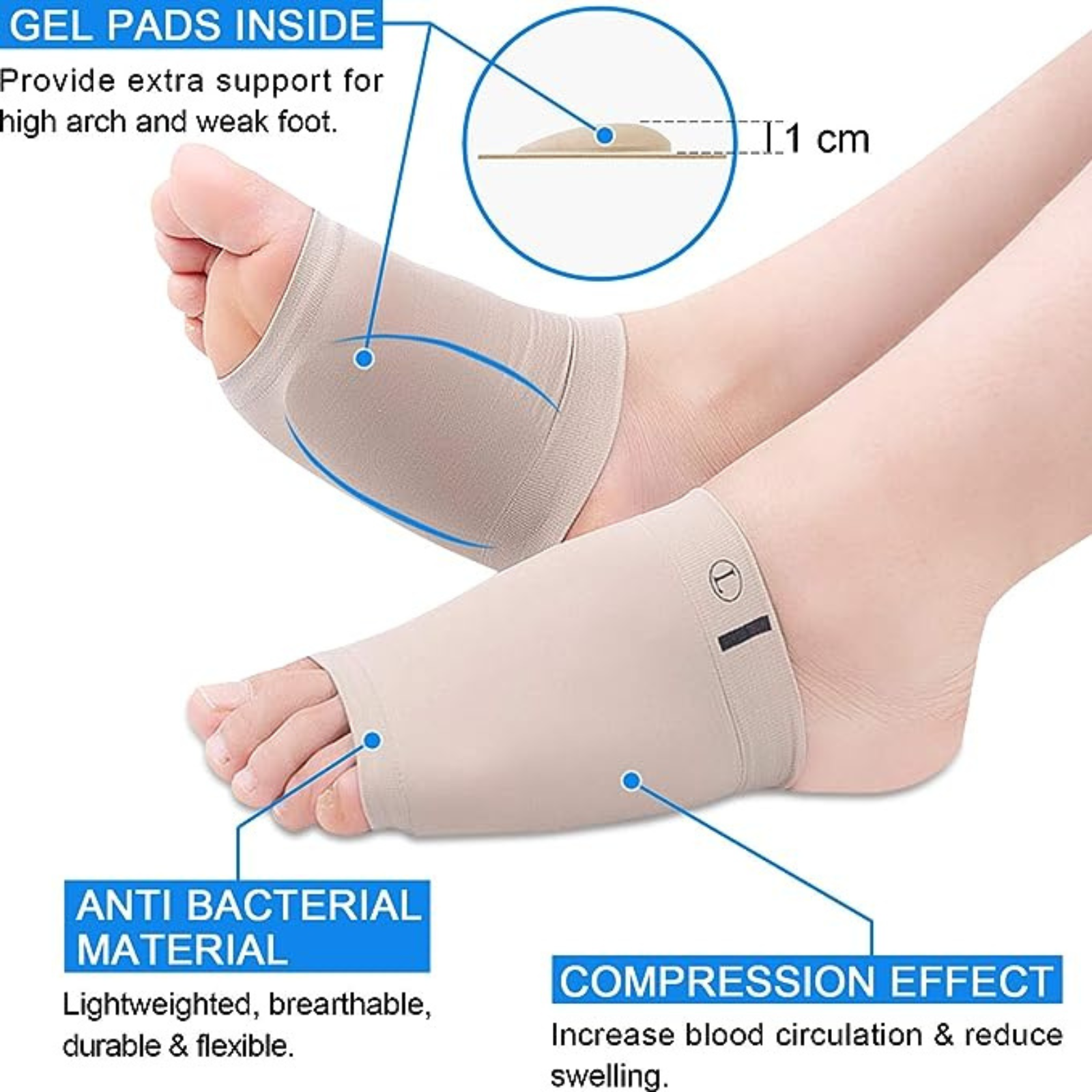 Flat Feed Pad Pain Relief Plantar Fasciitis Arch Support Shoe Gel Insole