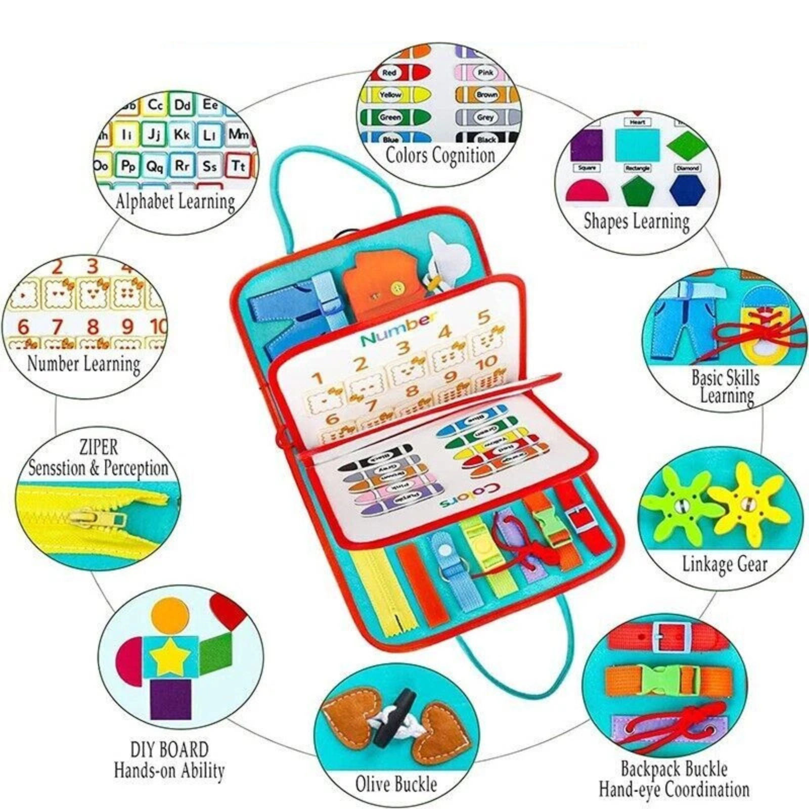 Kids Educational Sensory Busy Board Intelligence Learning Toy