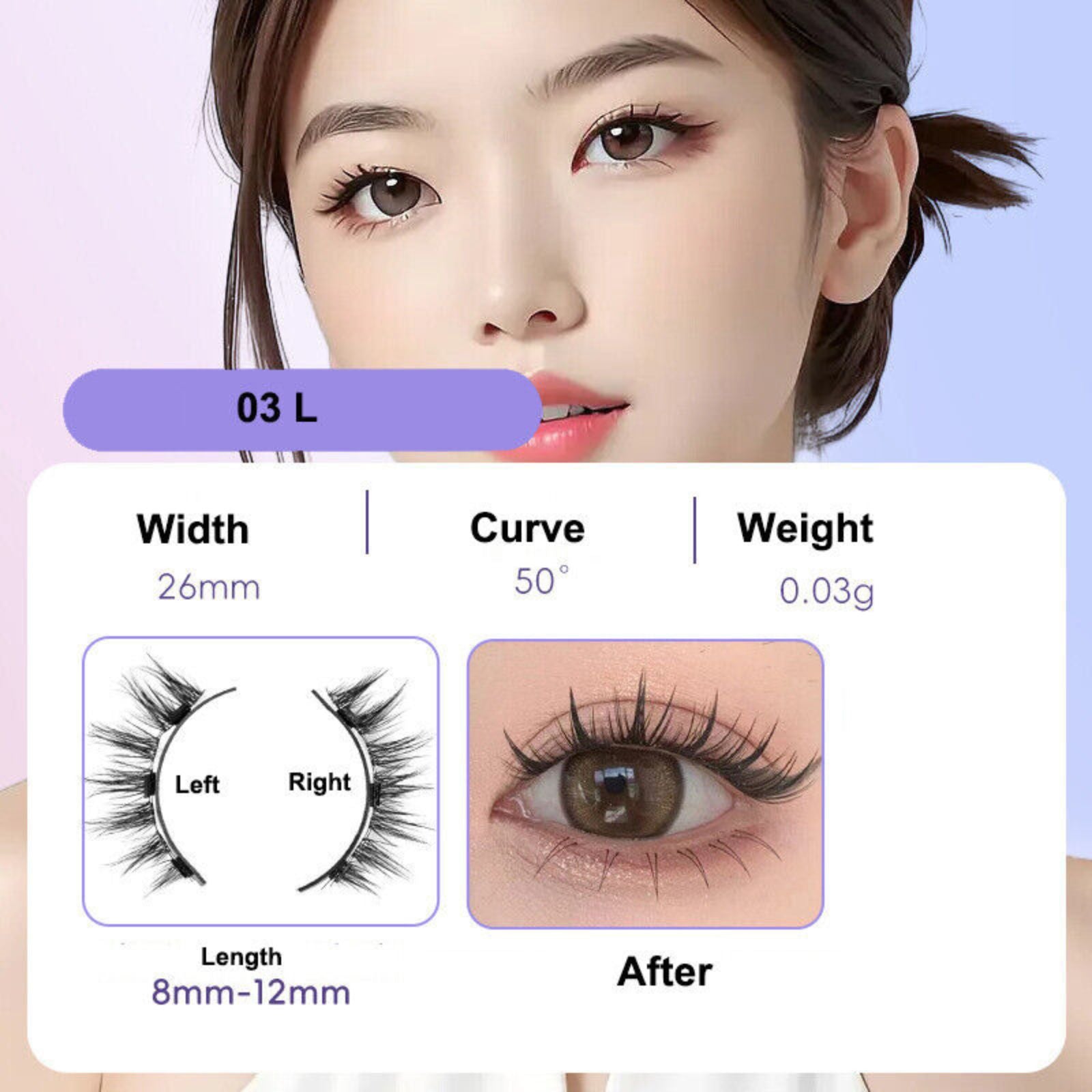 Natural Magnetic Eyelashes 8-12mm Reusable Lashes Kit Applicator No Glue Needed