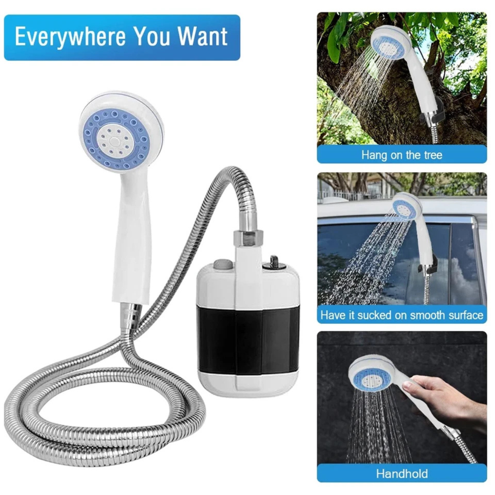 Portable Camping Shower USB Rechargeable Mobile Outdoor Water Pump System