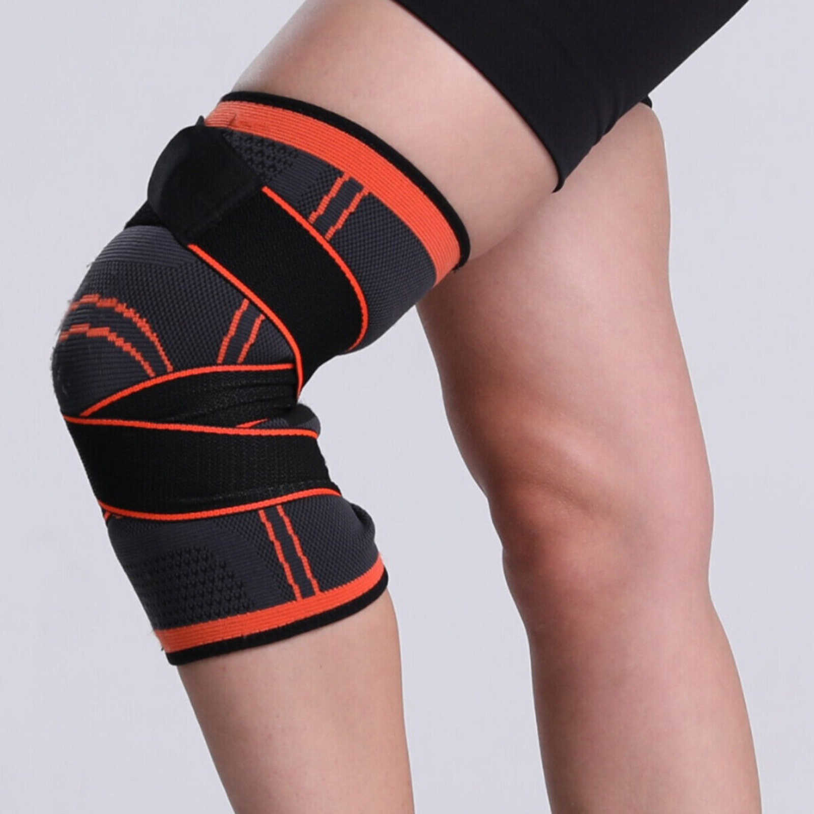 Breathable Sleeve Support 3D Weaving Knee Brace Running Jogging Sports Orange