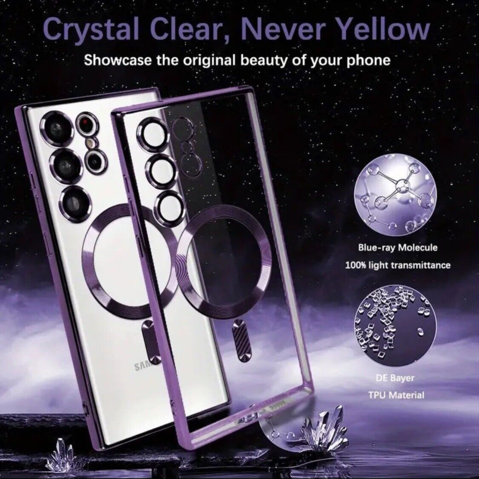 Galaxy S24 Ultra Shockproof Mag Safe Magnetic Case Cover with Glass Protector