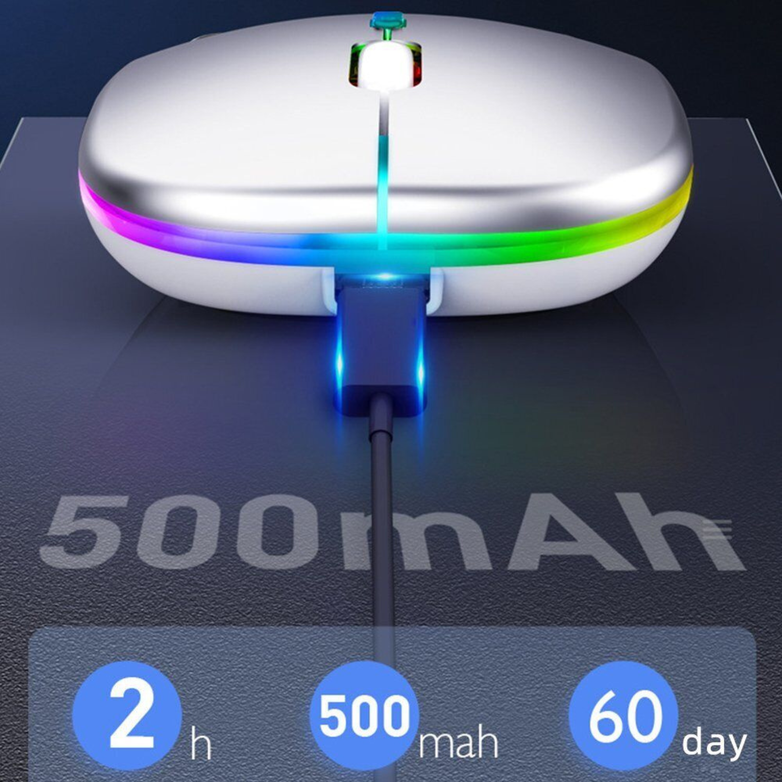 Bluetooth 5.1+ 2.4G Cordless Rechargeable Slim Wireless Mouse For Laptop PC