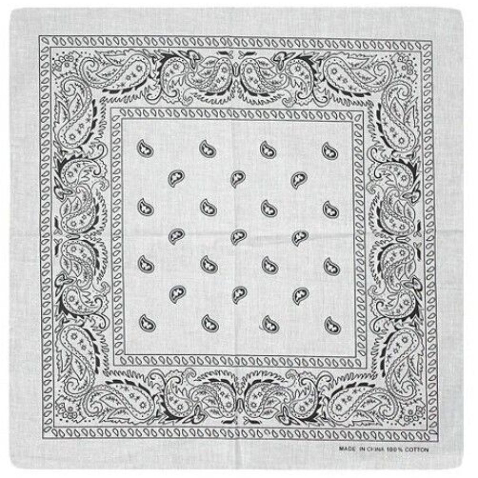Paisley 100% Cotton White Bandanas Head Wrap Durag Summer Scarf