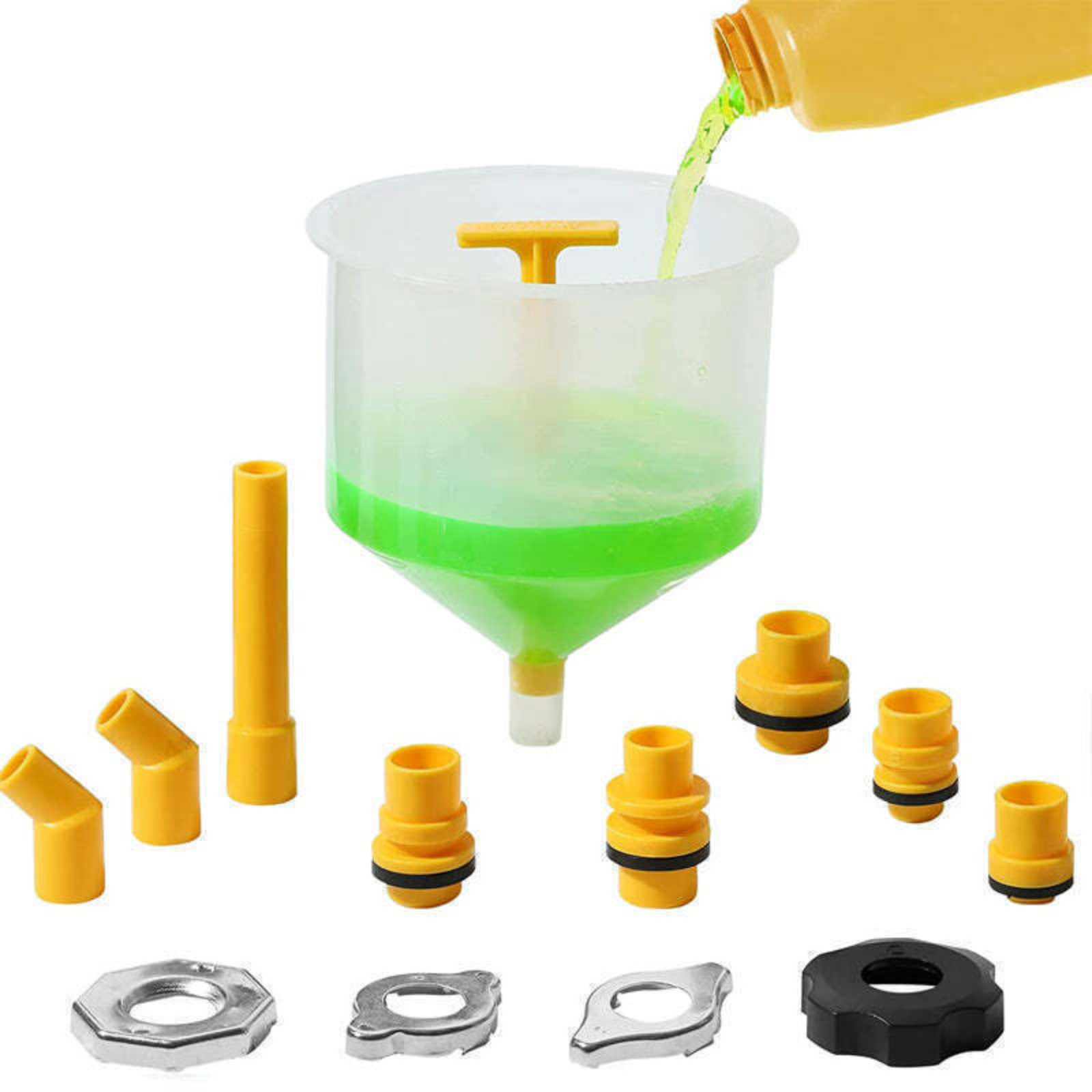Auto Car Automotive Radiator Filler Refill 15PC Coolant Funnel Fill Kit
