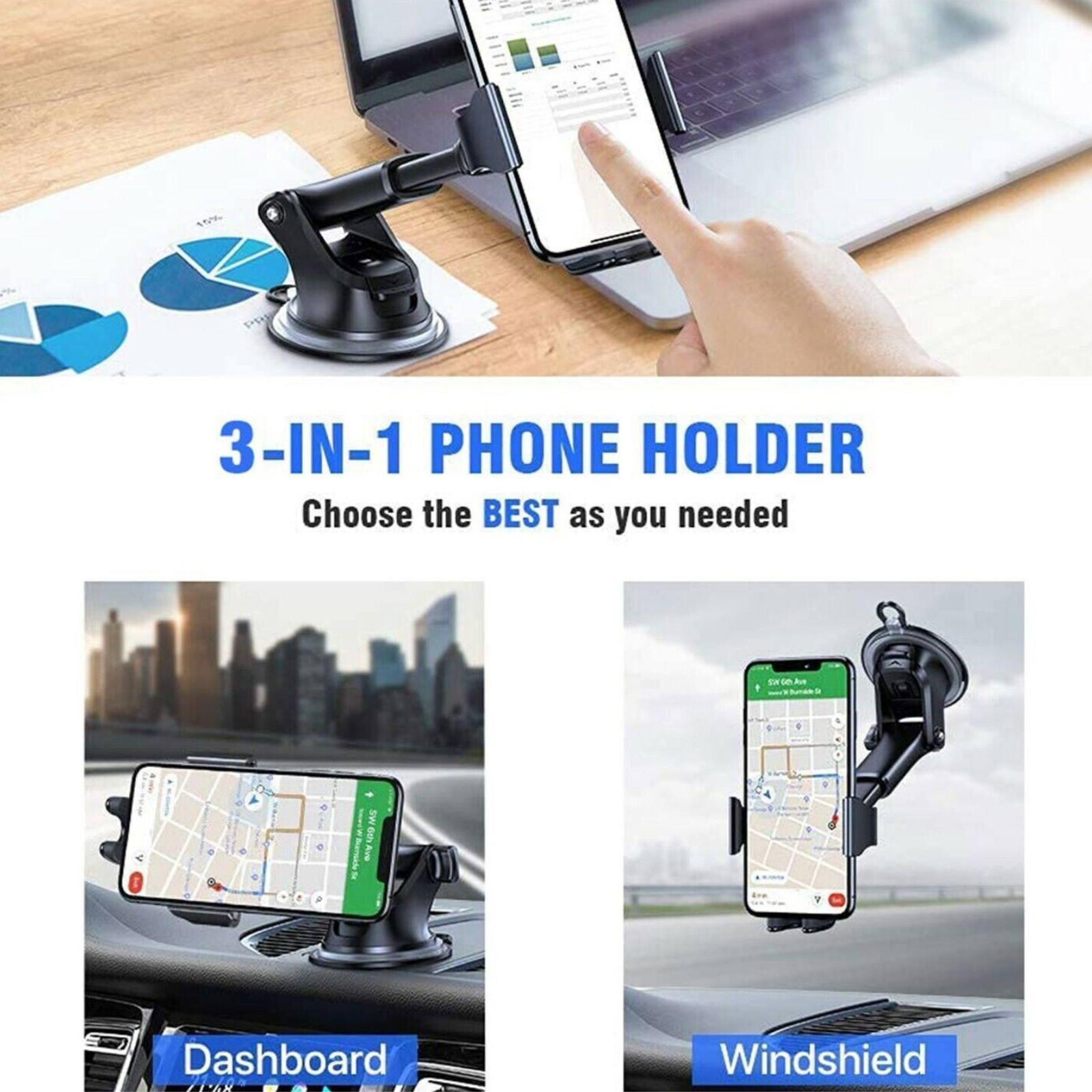 360° Rotation Car Phone Holder Mount Vent Grip Lock System iPhone Samsung