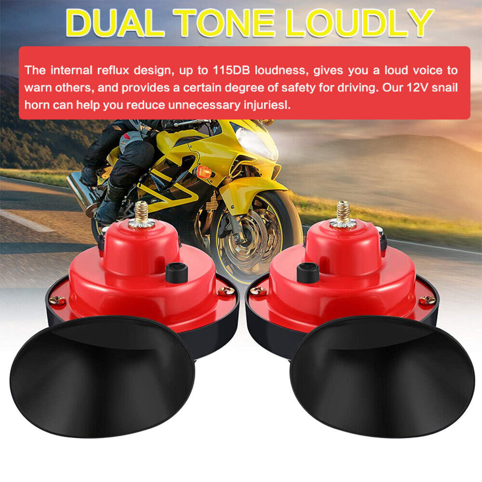 Super Loud Horn Snail Motorcycle 2pcs Super Horn 12V 300DB Car Truck Boat Train