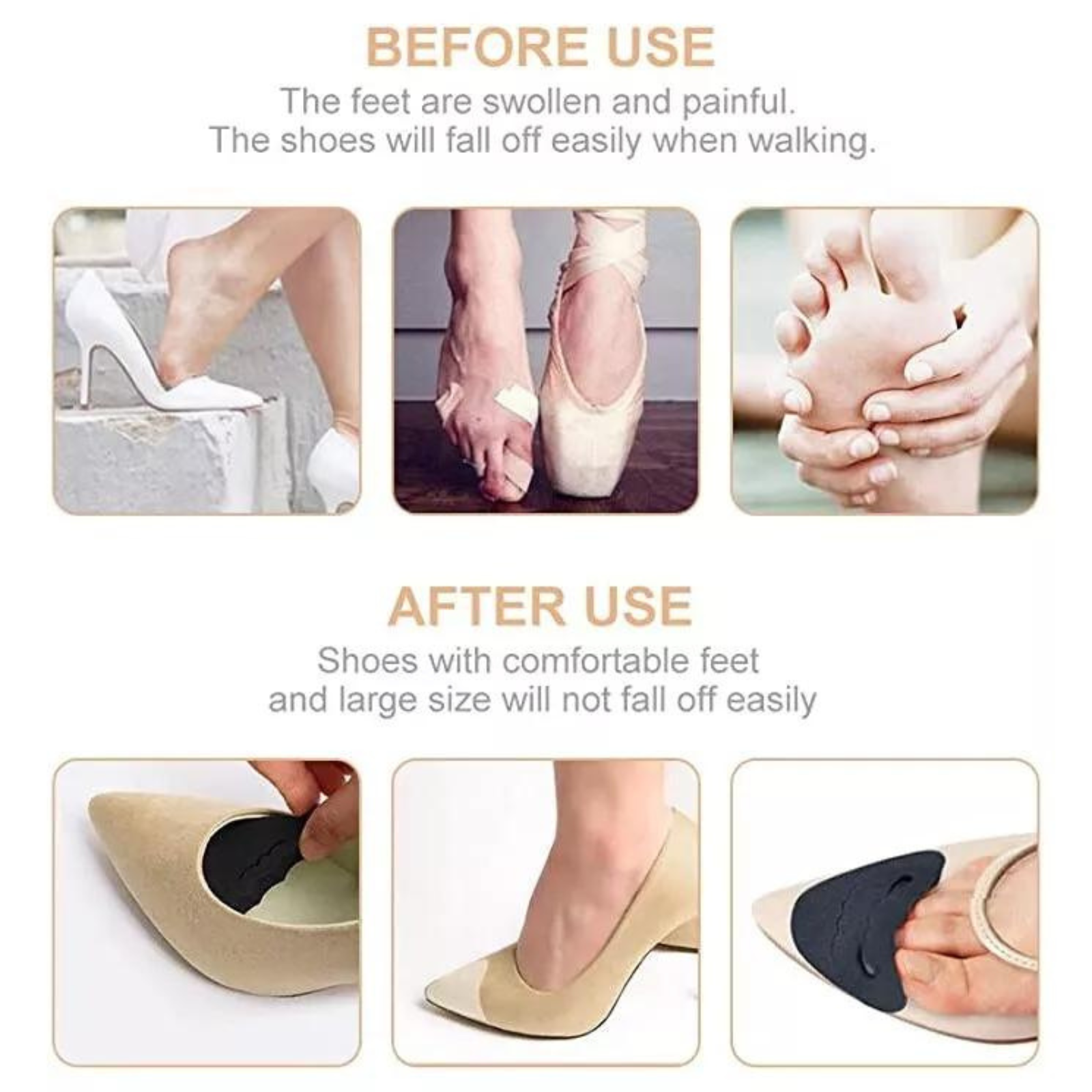 Shoe Protector Toe Pain Relief Beige Thick Forefoot Filler Adjustment 1 Pair