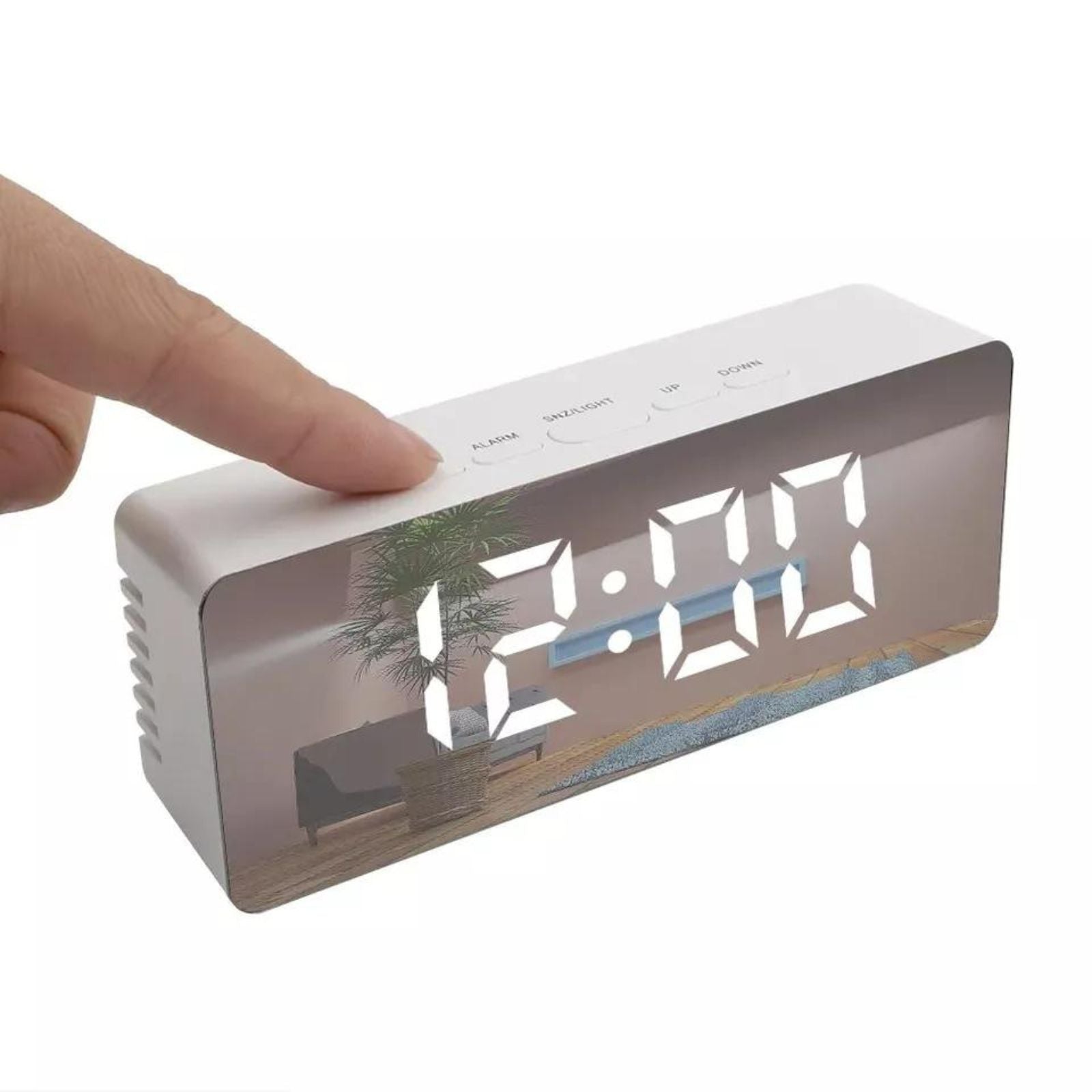 White LED Digital Alarm Clock Snooze Temperature Time USB Battery