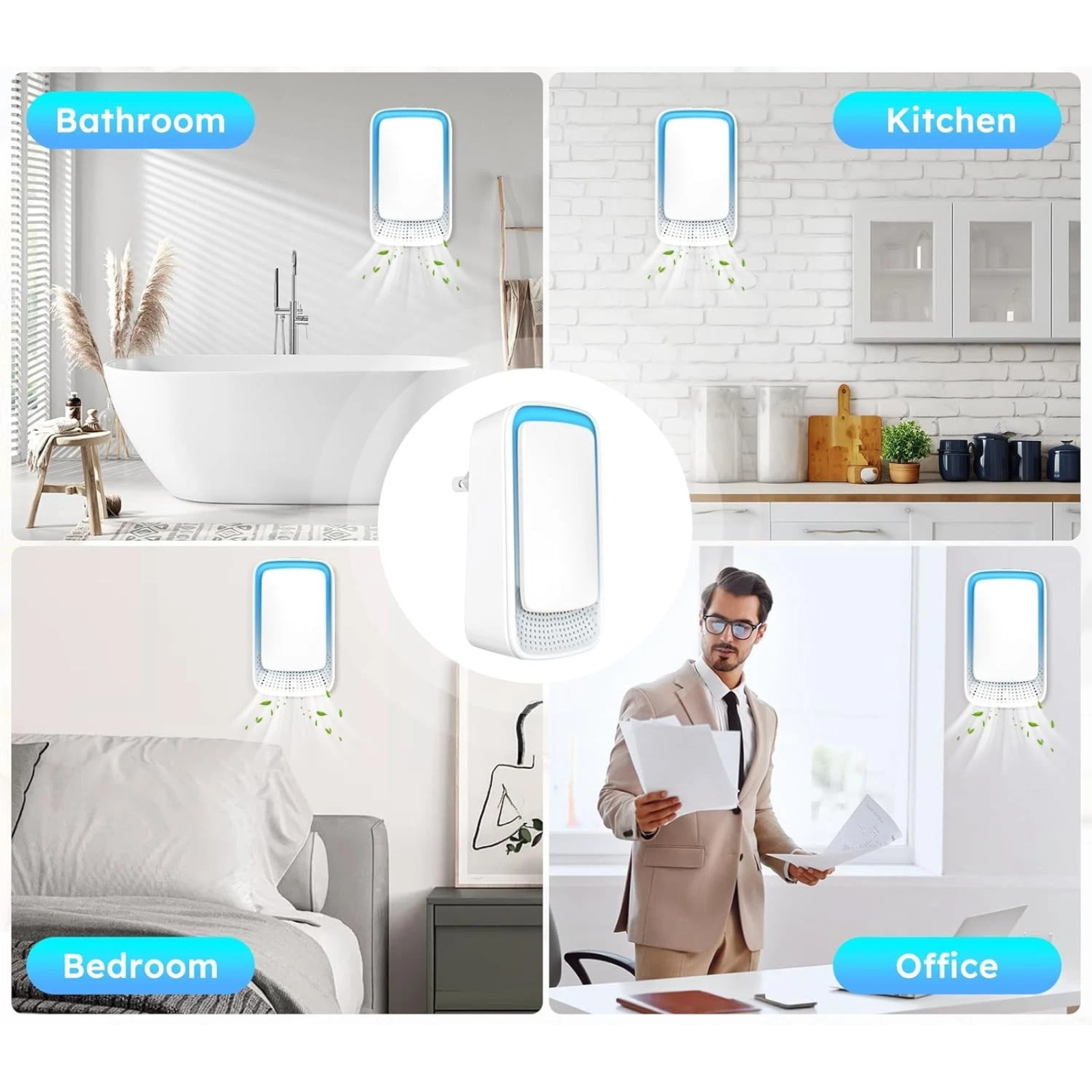 Plug-In Air Purifier Ionic Filterless Silent Indoor Home Appliance Set