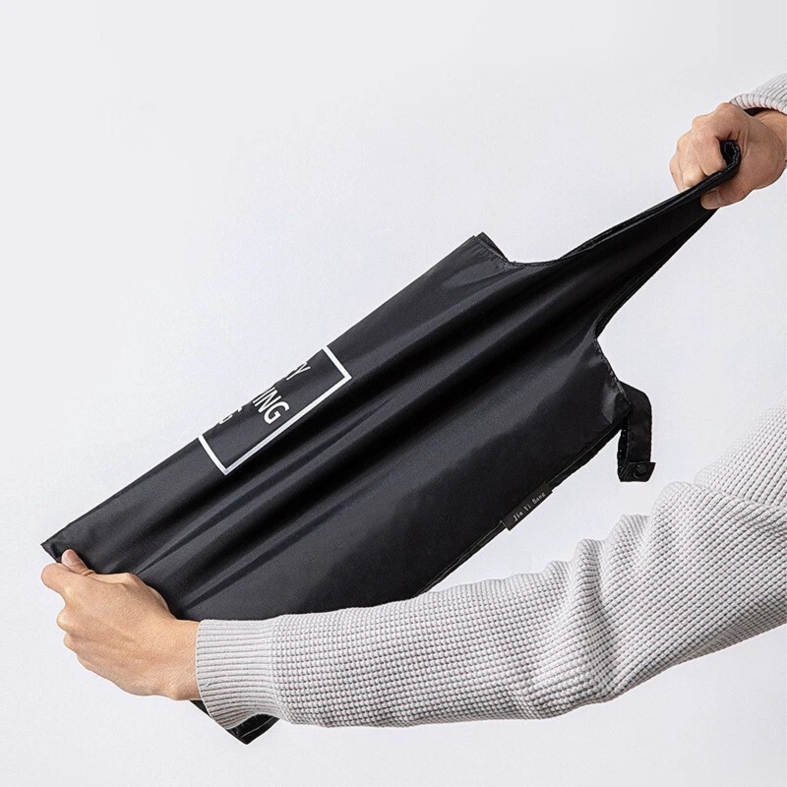 Foldable Shopping Bag Travel One-shoulder Bag Portable Storage Waterproof Black