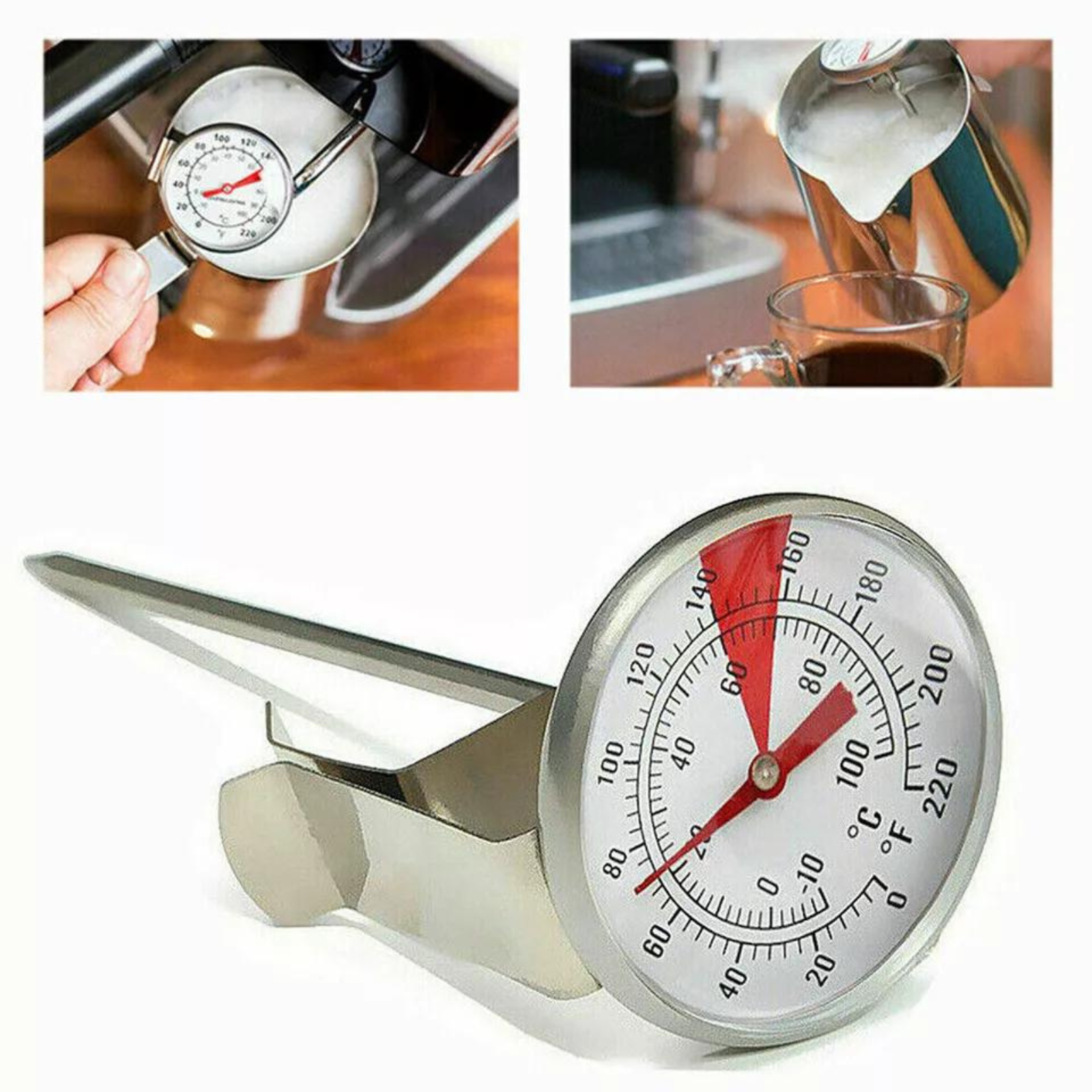 Stainless Steel Temperature pan Clip Milk Coffee Probe Thermometer Maker