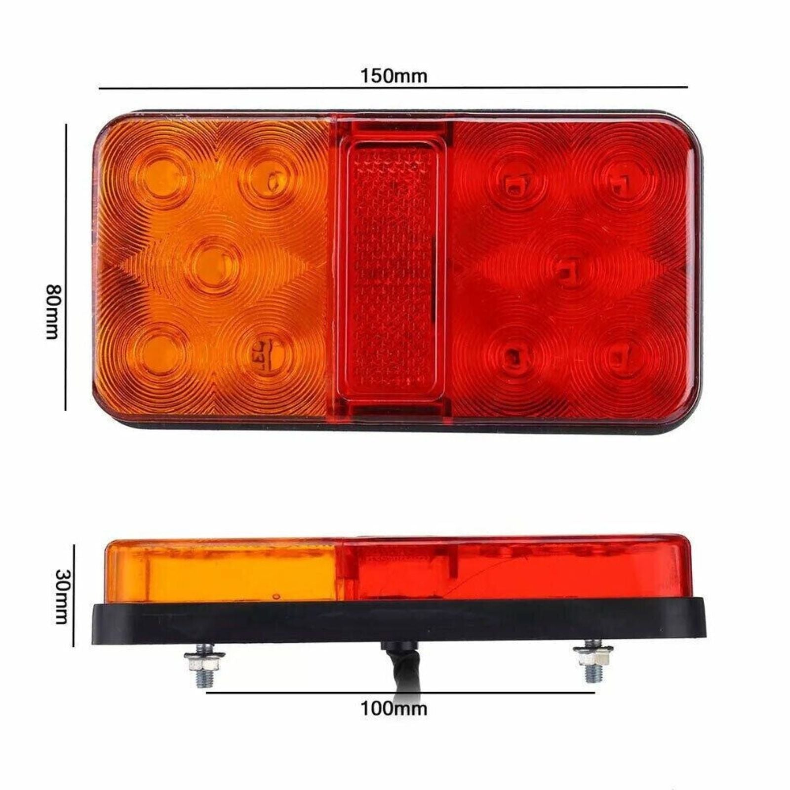 2pcs Tail Lights Kit 10 LED Submersible Trailer Tail Stop Lights Truck Boat Lamp