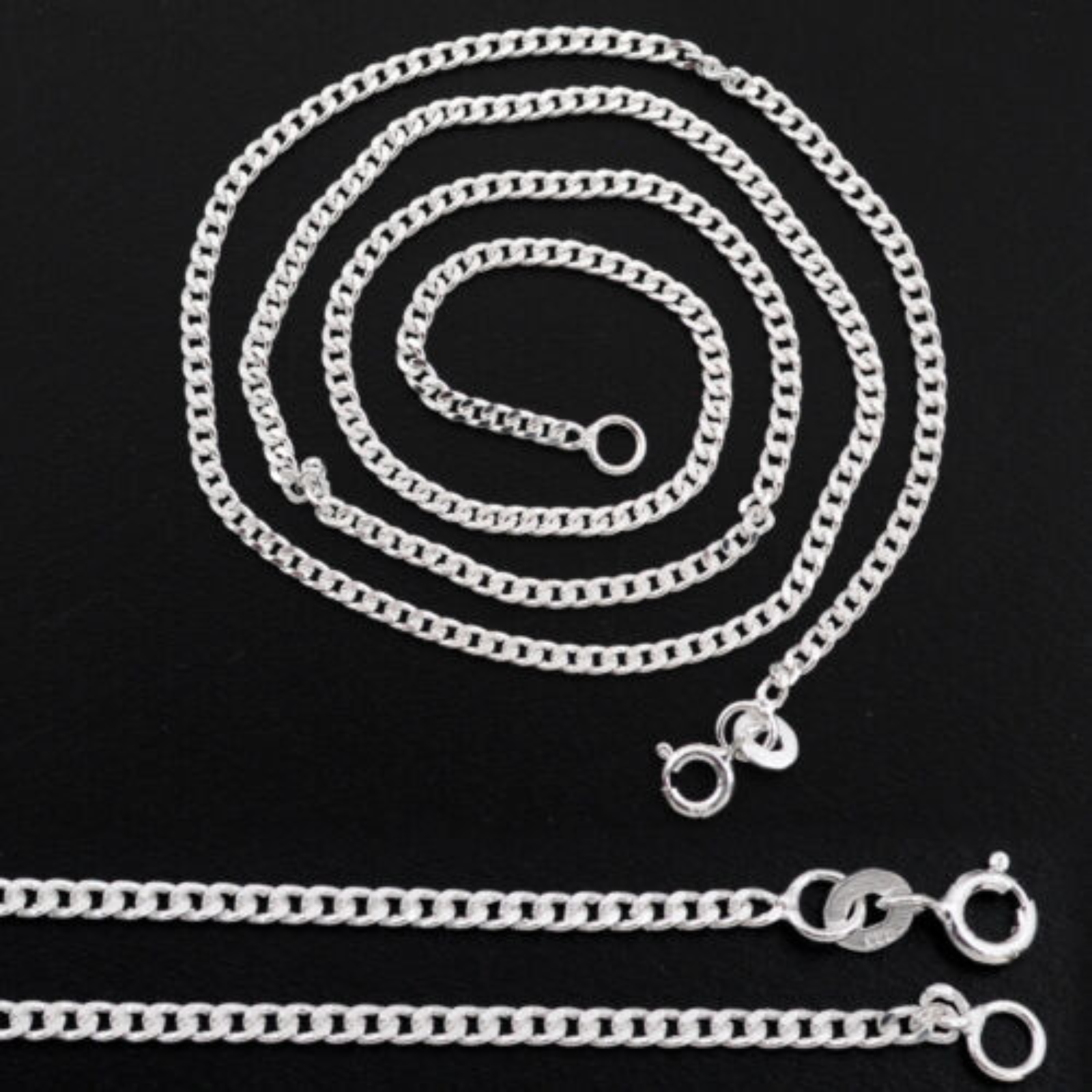 2MM Curb Chain Necklace For Pendants 925 Sterling Silver