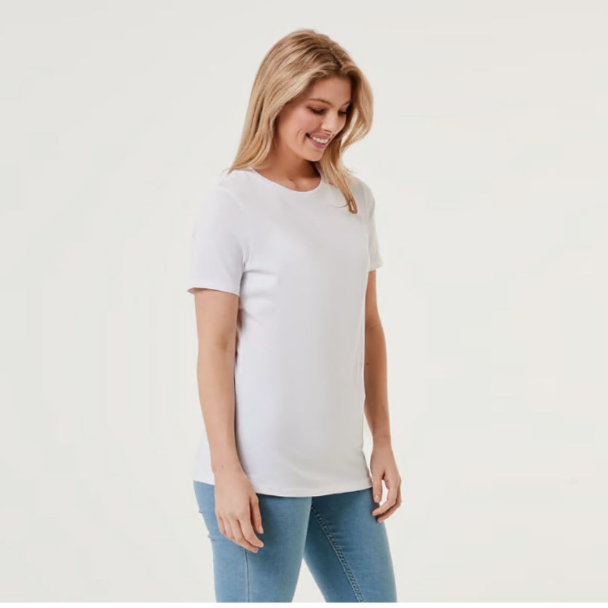 Plain Blank Cotton Short Sleeve T-shirt for Women Girls White Basic Tee Size 16
