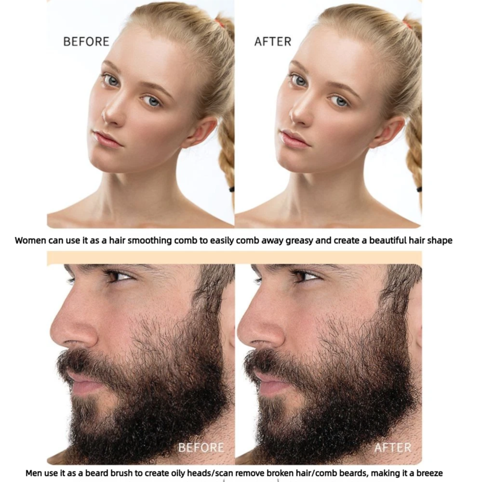 Hair Smoothing Brush Slick Back Comb Styling Control Shaping Tool