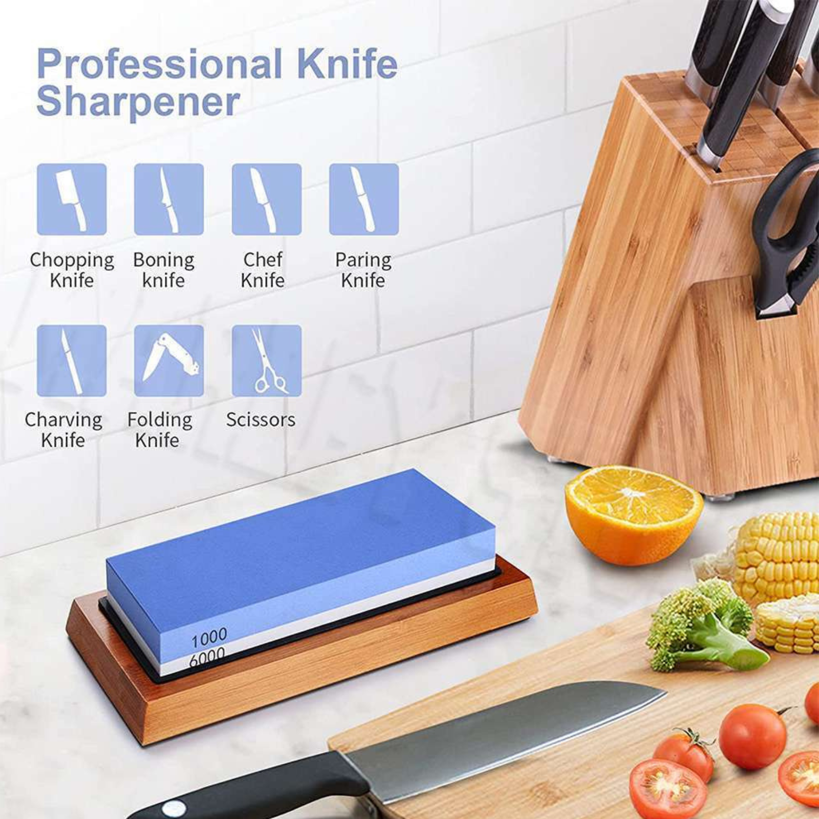 Sharpening Stone Dual Whetstone 1000/6000 Grit Water Wet Stone Sharpener