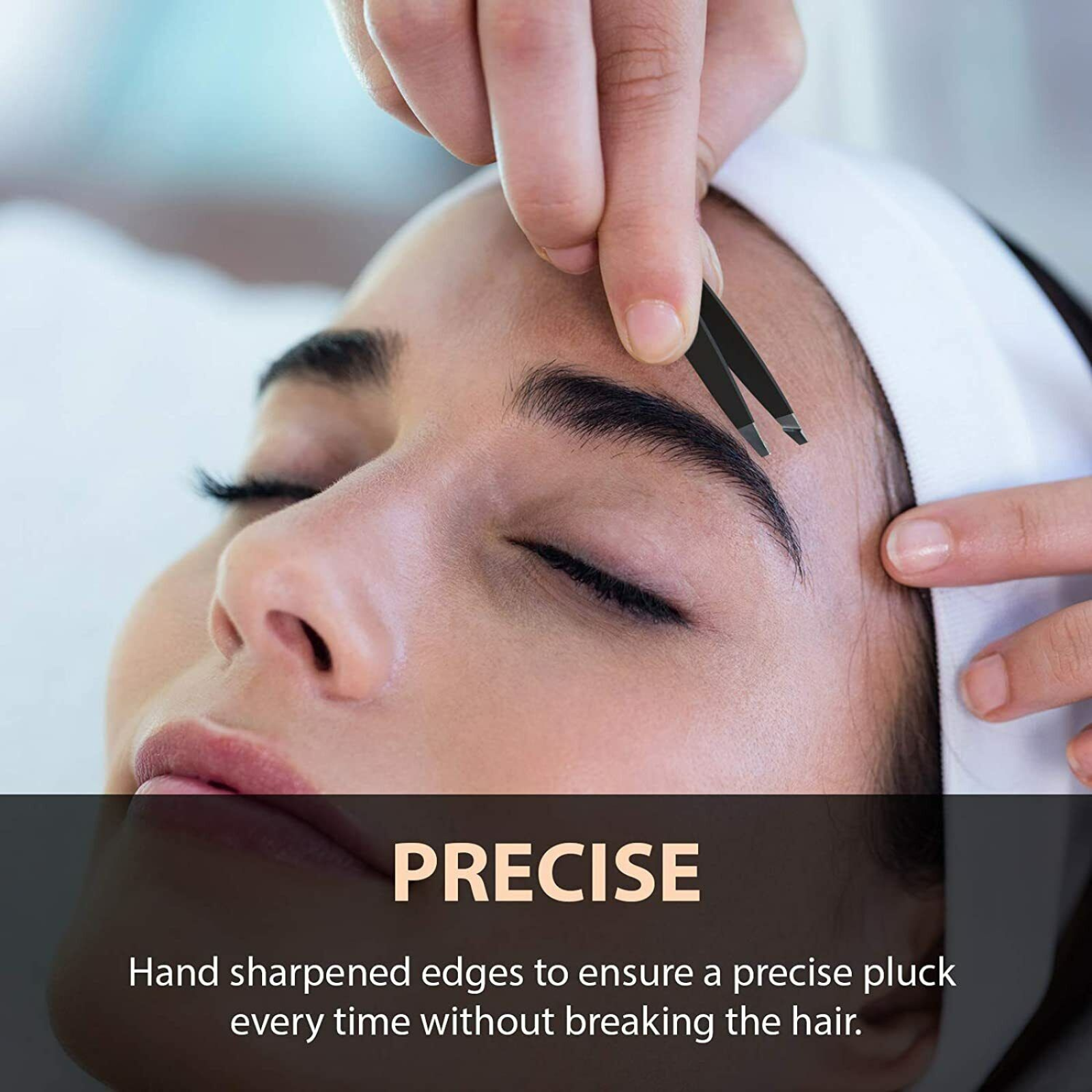 Hair Eyebrow Tweezers Stainless Steel Plucker Puller Beauty Nail Slanted Tip Blk