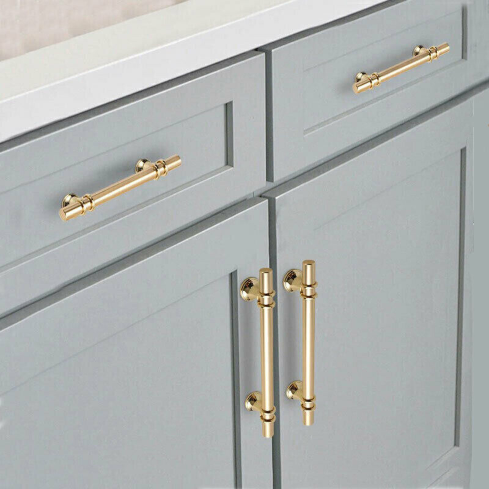 Gold Stainless Steel Kitchen Cabinet Door Handles Drawer Pulls Knobs 96mm